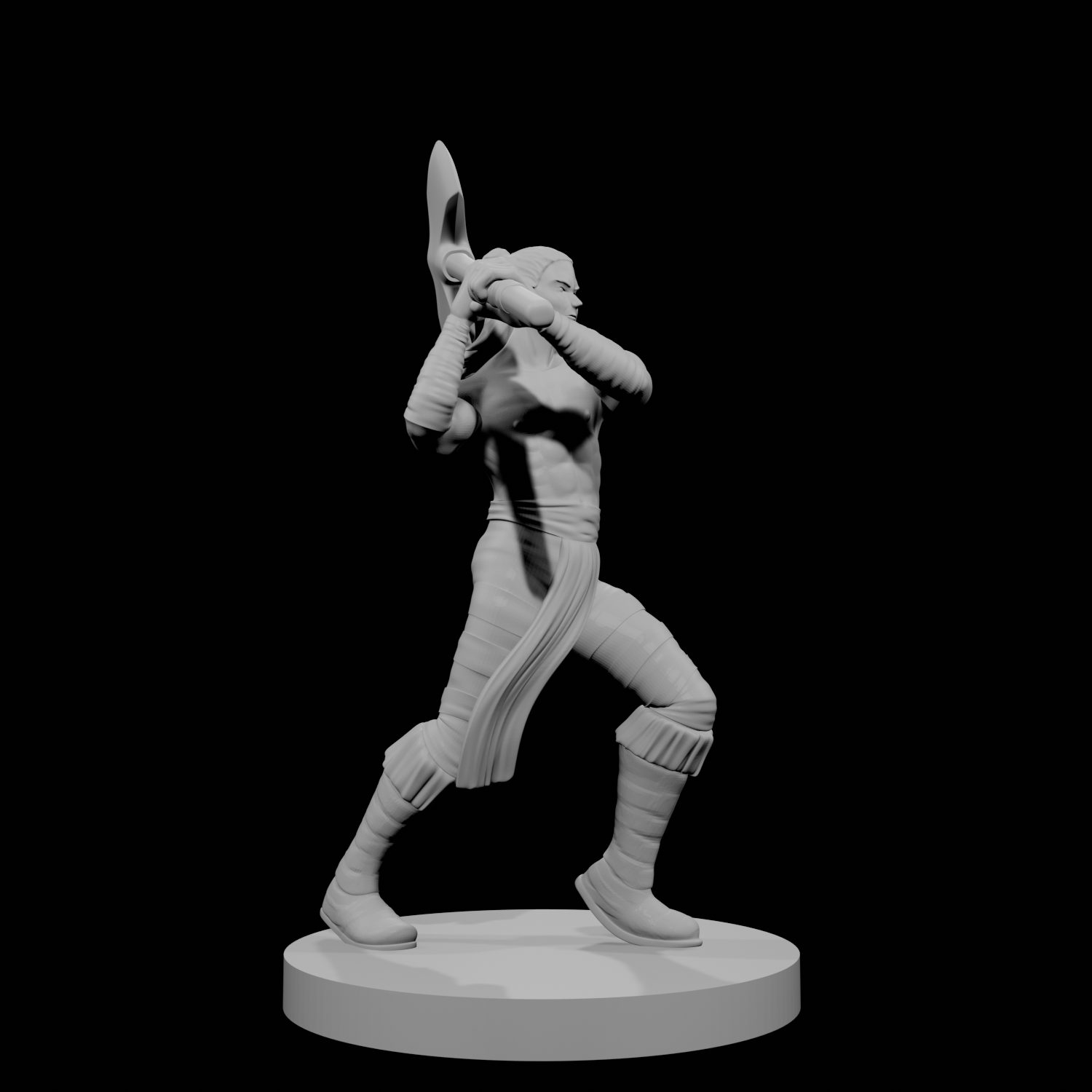 Half Elf Male Barbarian with Great Axe
