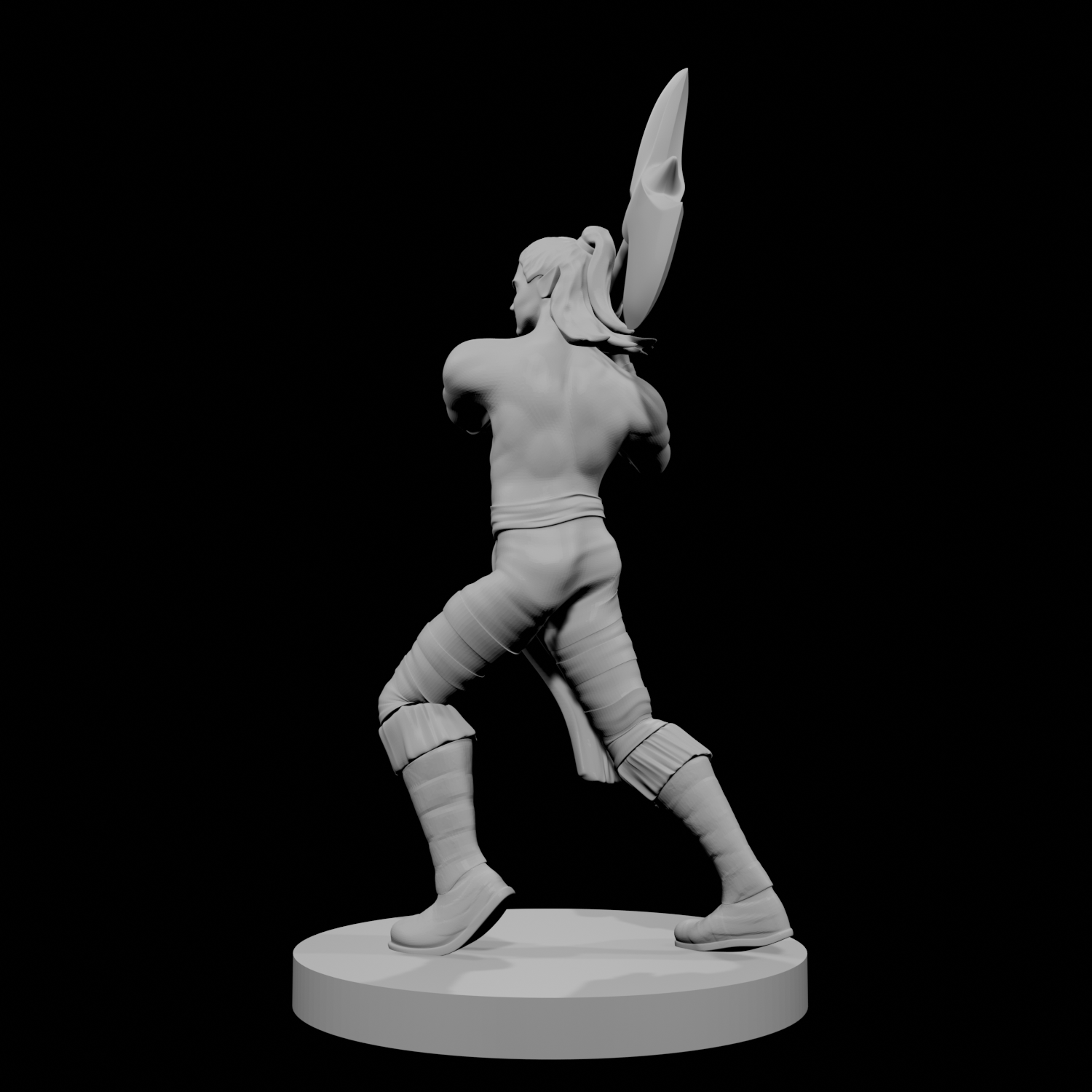 Half Elf Male Barbarian with Great Axe