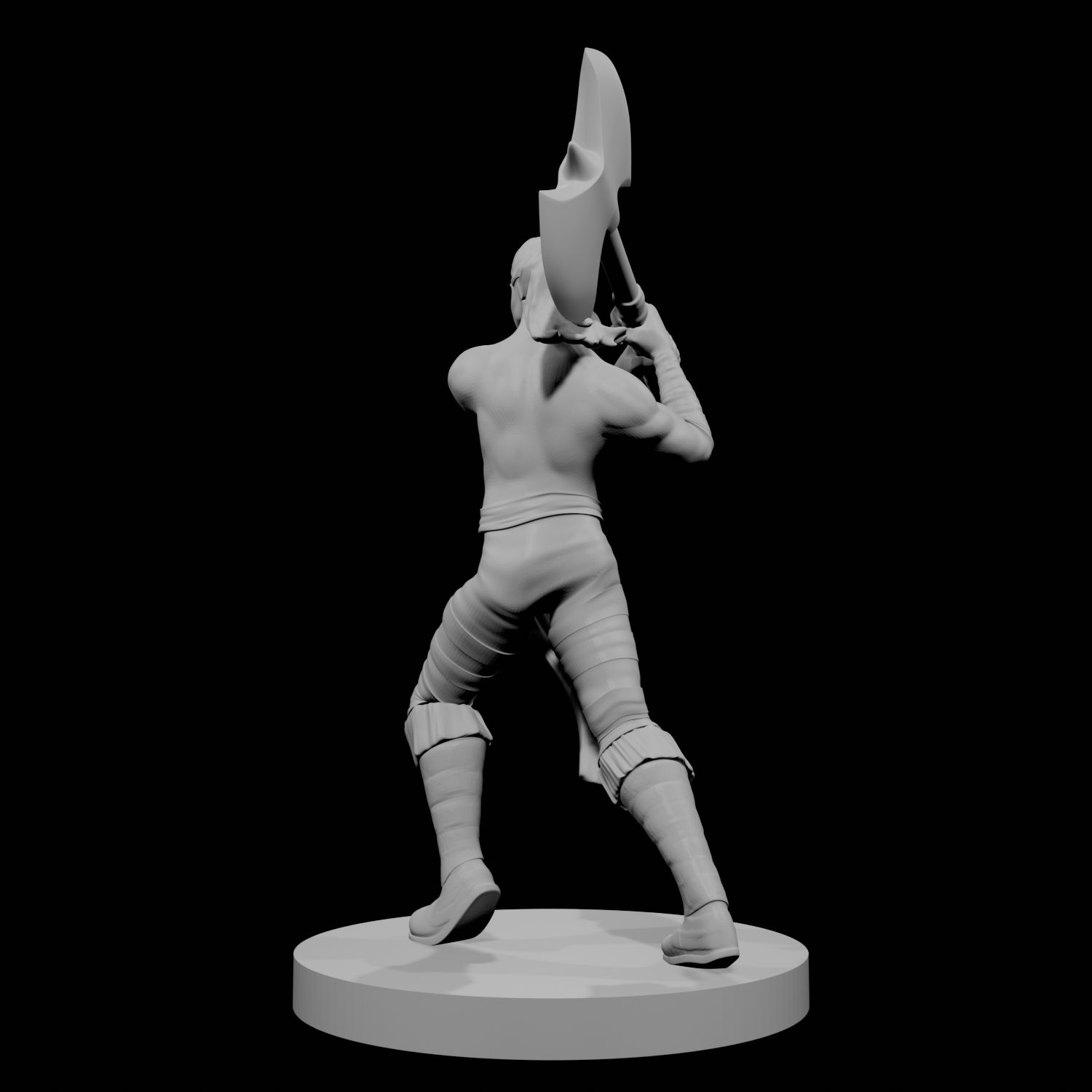 Half Elf Male Barbarian with Great Axe