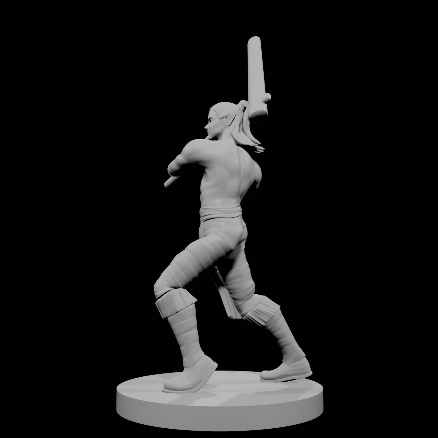 Half Elf Male Barbarian with Mochi Pounder