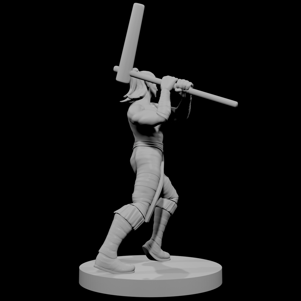 Half Elf Male Barbarian with Mochi Pounder