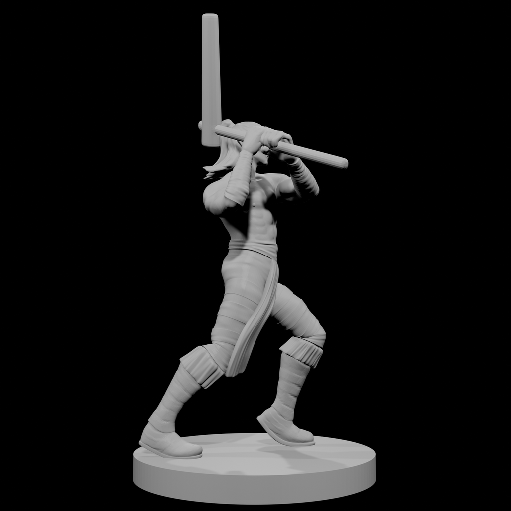 Half Elf Male Barbarian with Mochi Pounder