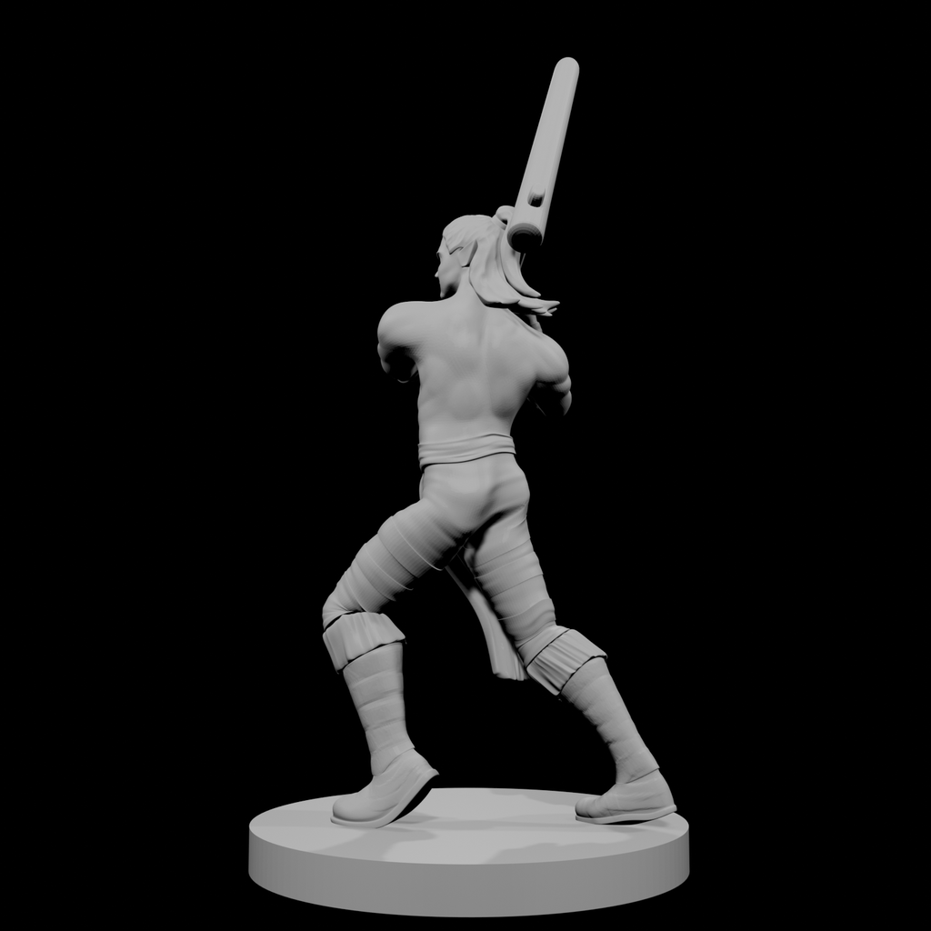 Half Elf Male Barbarian with Mochi Pounder