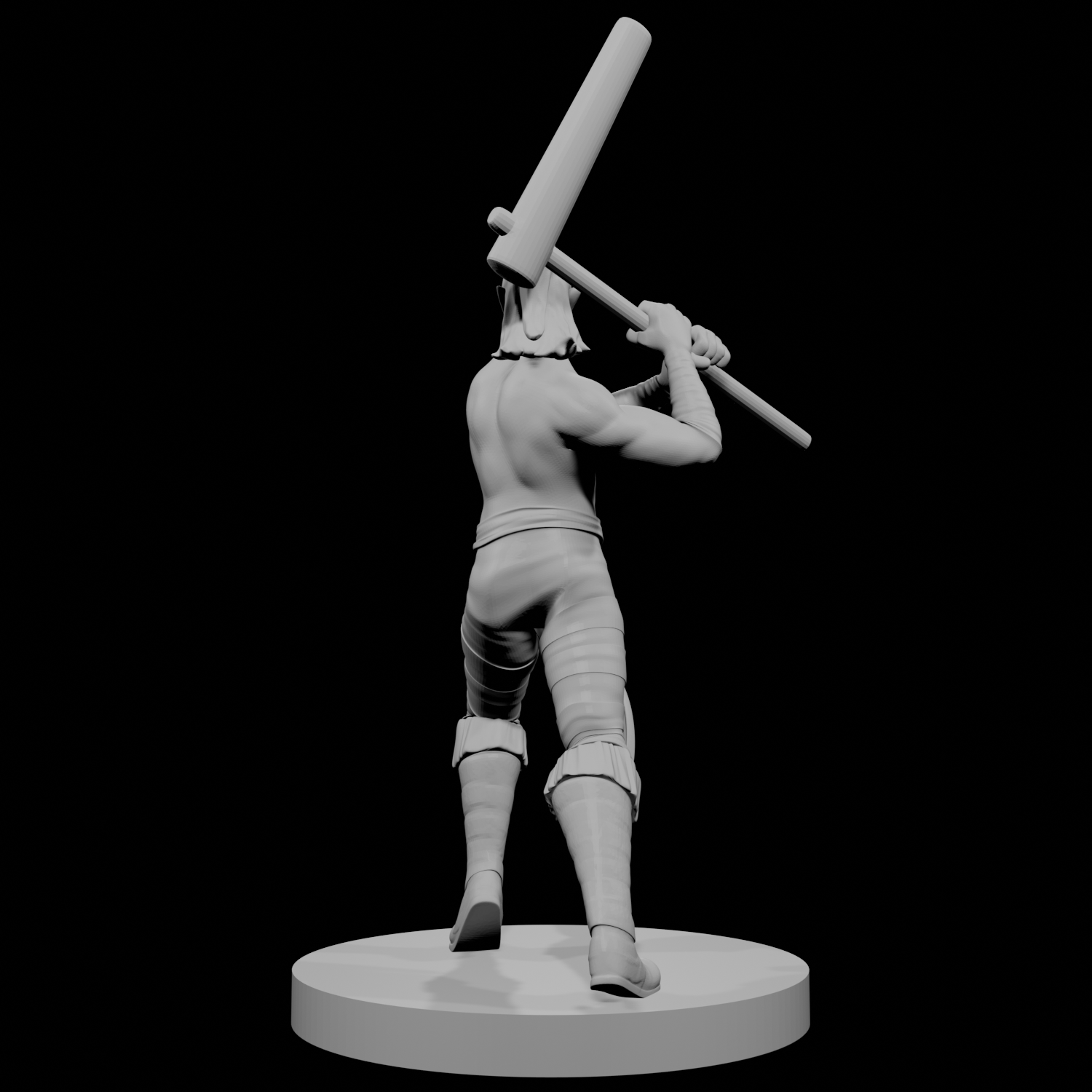 Half Elf Male Barbarian with Mochi Pounder