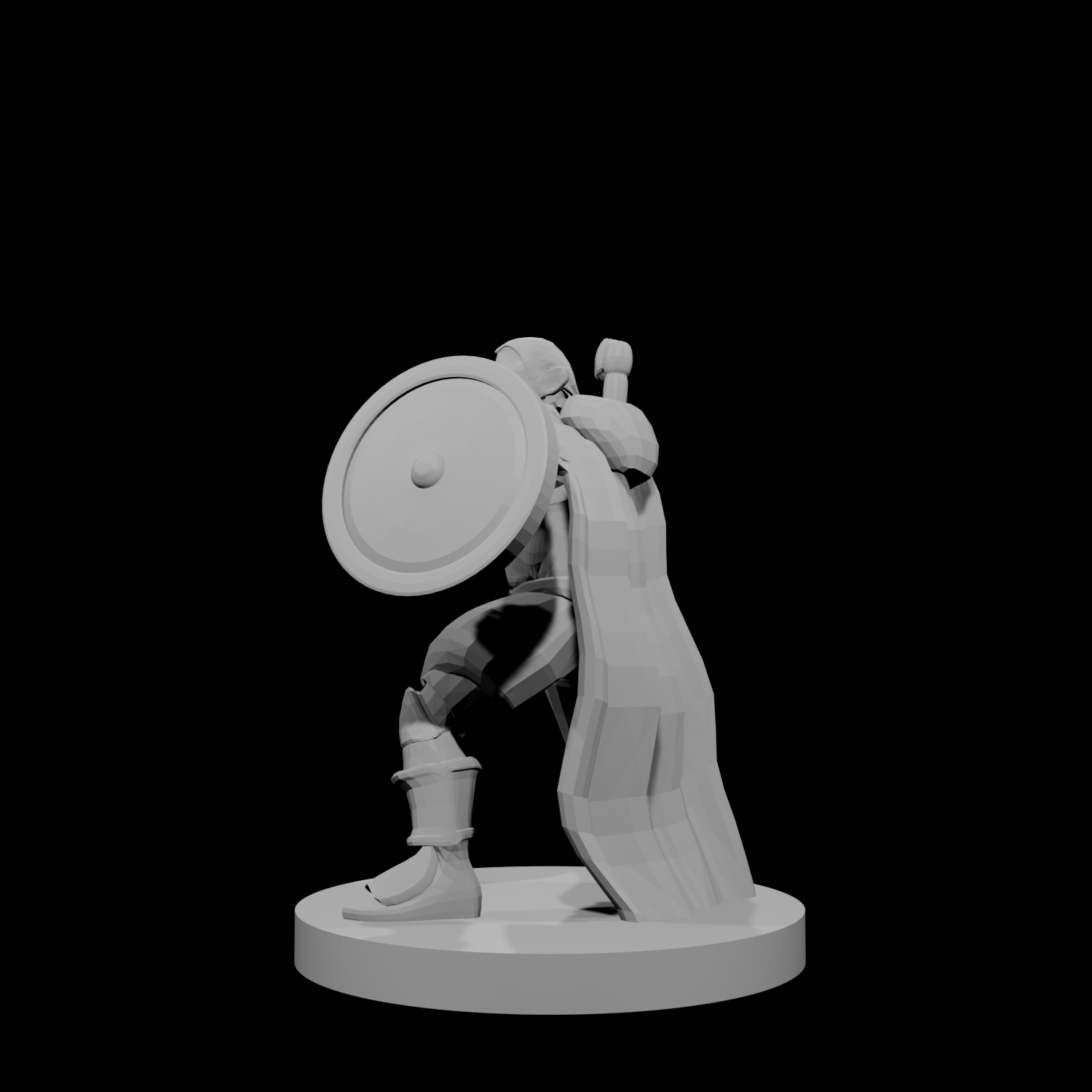 Half Elf Male Druid Club and Shield