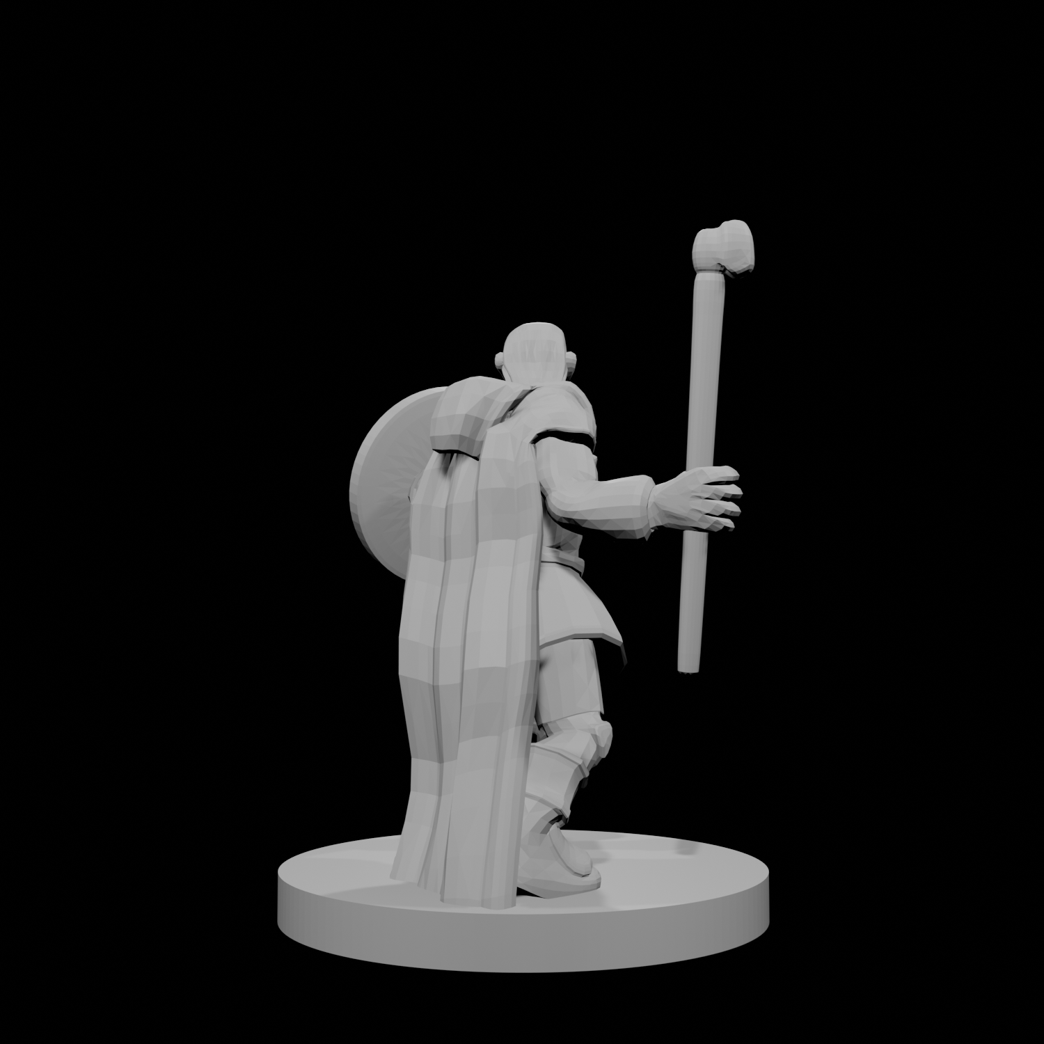 Half Elf Male Druid Club and Shield
