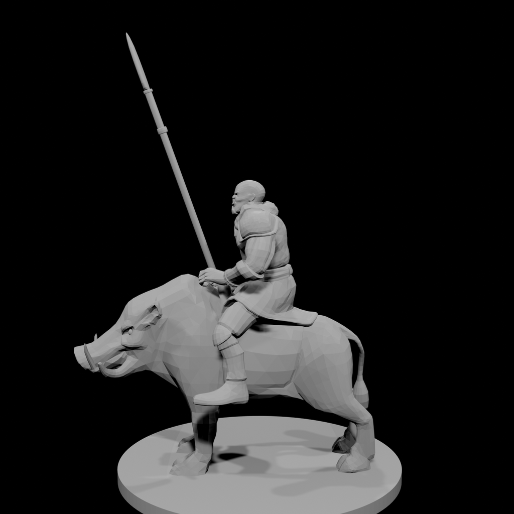 Half Orc Barbarian riding Boar