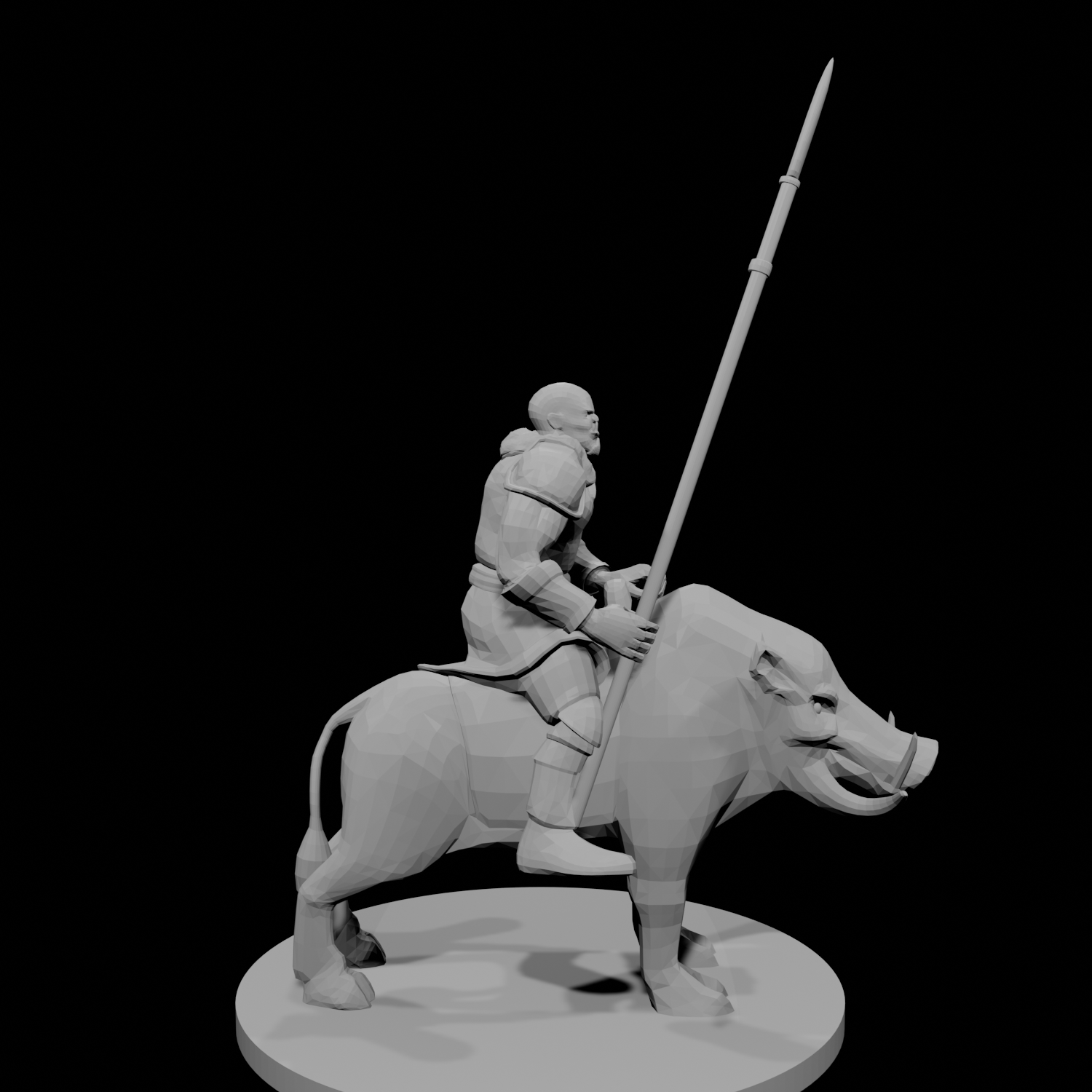 Half Orc Barbarian riding Boar