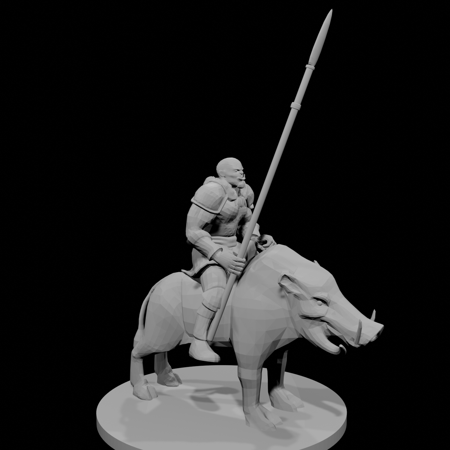 Half Orc Barbarian riding Boar