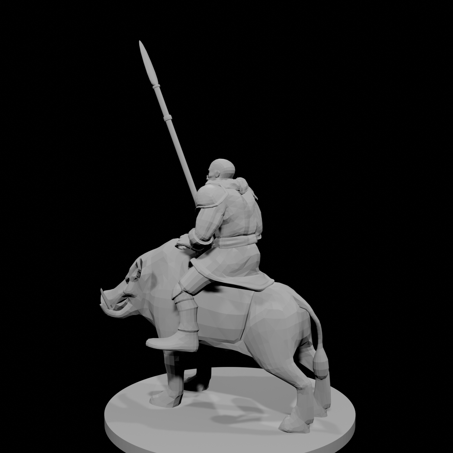 Half Orc Barbarian riding Boar
