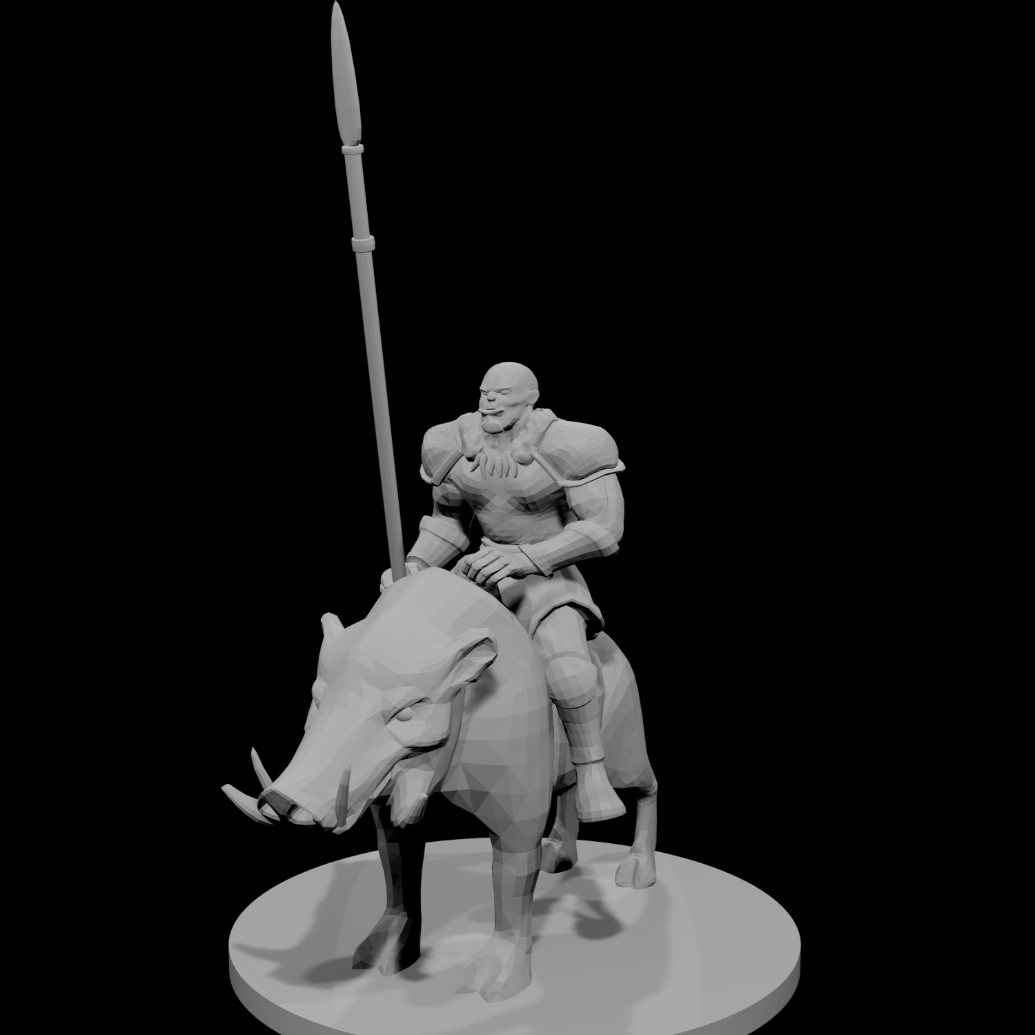 Half Orc Barbarian riding Boar