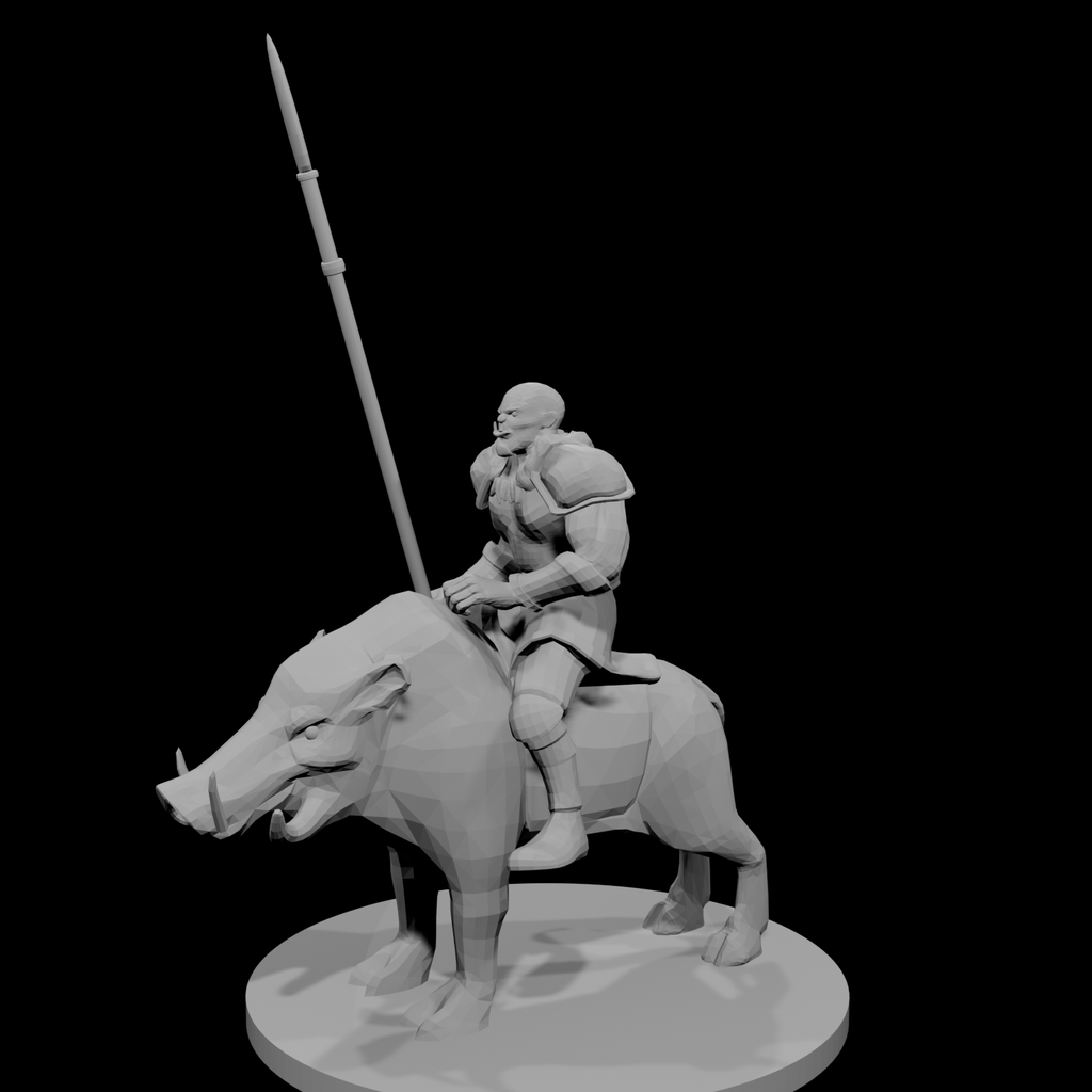 Half Orc Barbarian riding Boar