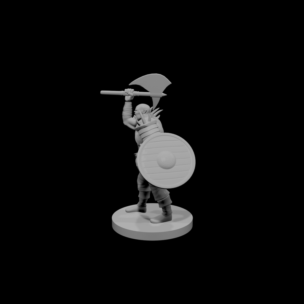 Half Orc Barbarian with Battle Axe and Shield