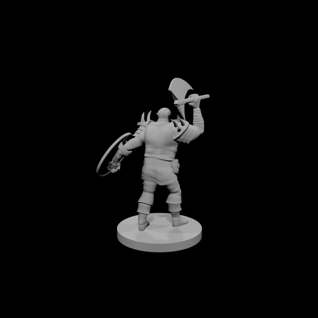 Half Orc Barbarian with Battle Axe and Shield