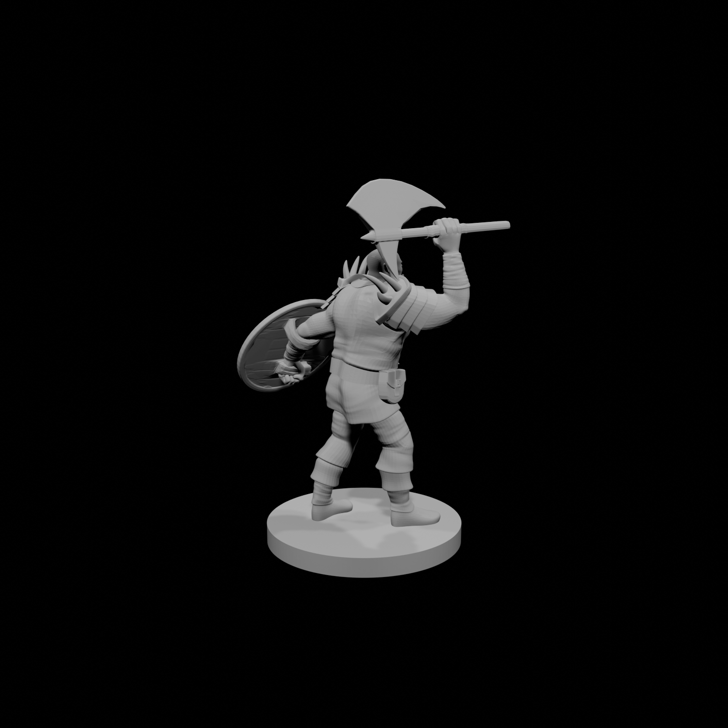 Half Orc Barbarian with Battle Axe and Shield