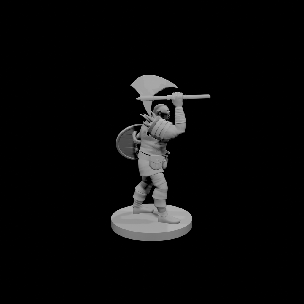 Half Orc Barbarian with Battle Axe and Shield