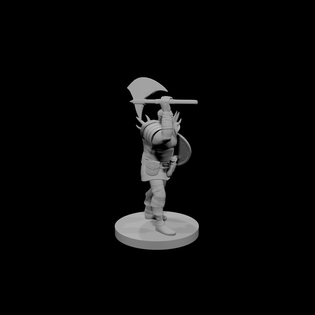 Half Orc Barbarian with Battle Axe and Shield
