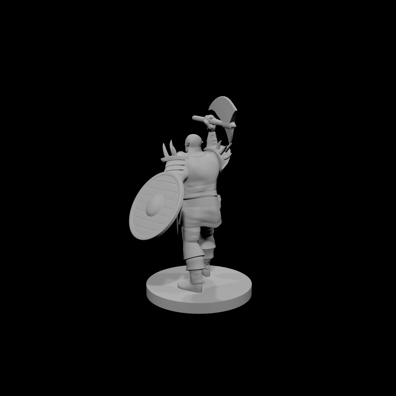 Half Orc Barbarian with Battle Axe and Shield