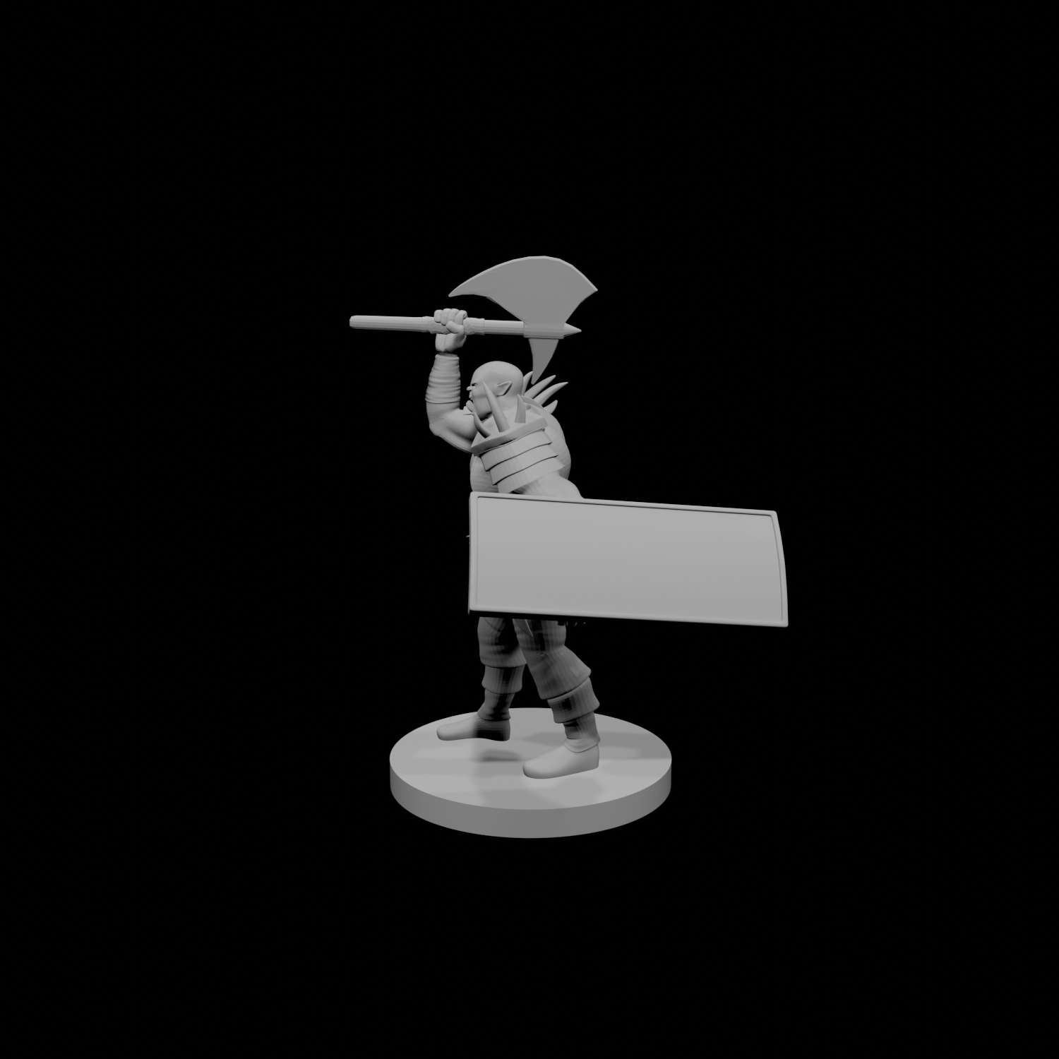 Half Orc Barbarian with Battle Axe and Tower Shield