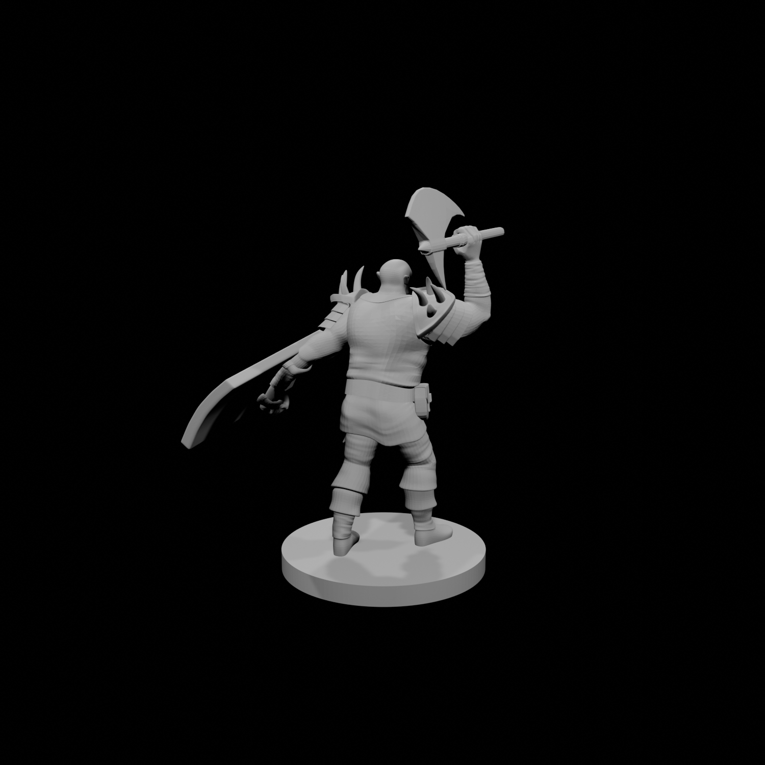 Half Orc Barbarian with Battle Axe and Tower Shield