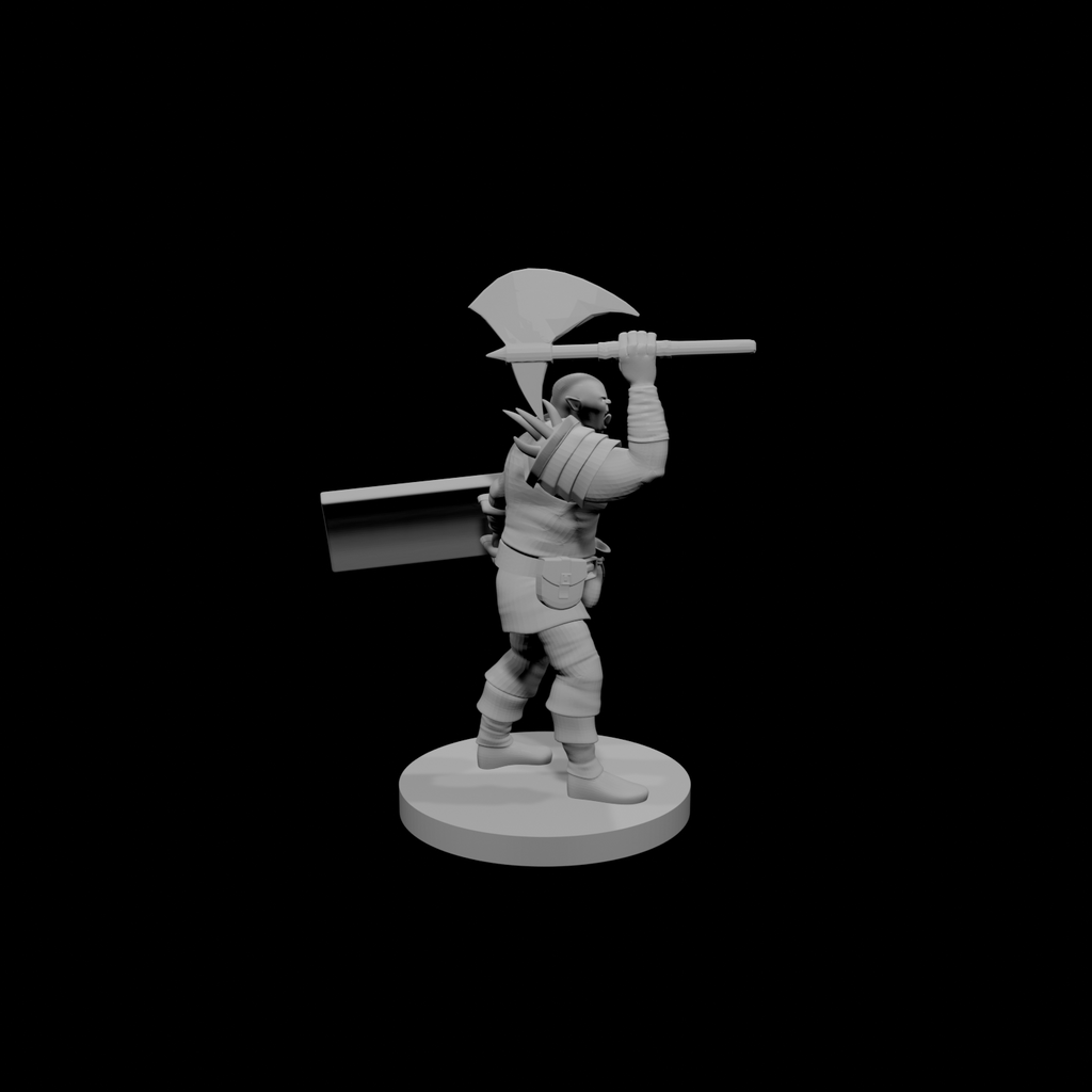 Half Orc Barbarian with Battle Axe and Tower Shield