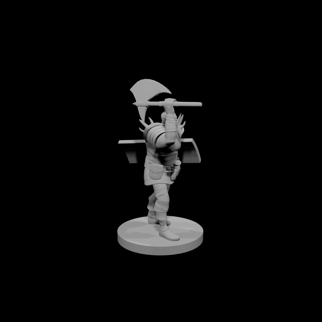Half Orc Barbarian with Battle Axe and Tower Shield