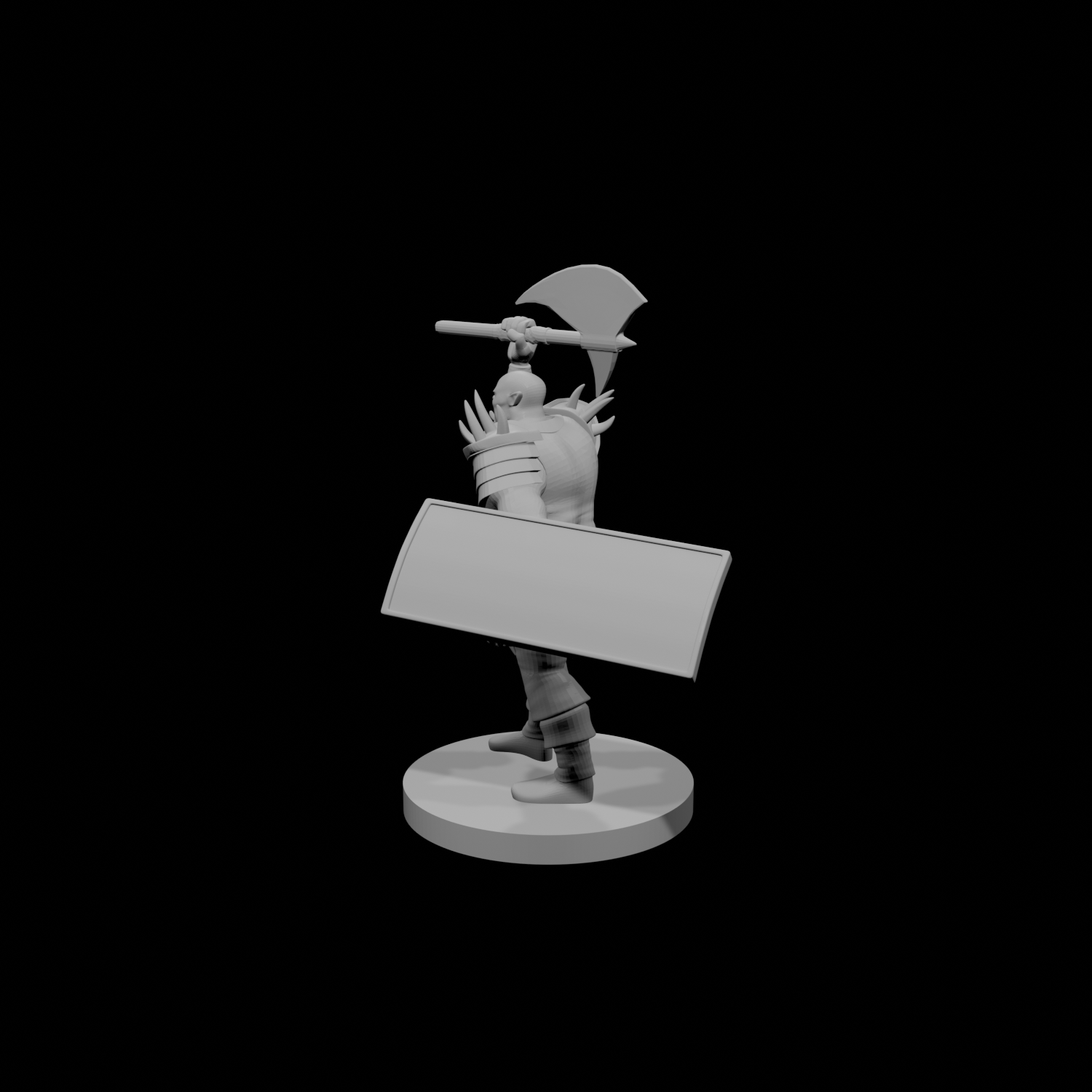 Half Orc Barbarian with Battle Axe and Tower Shield