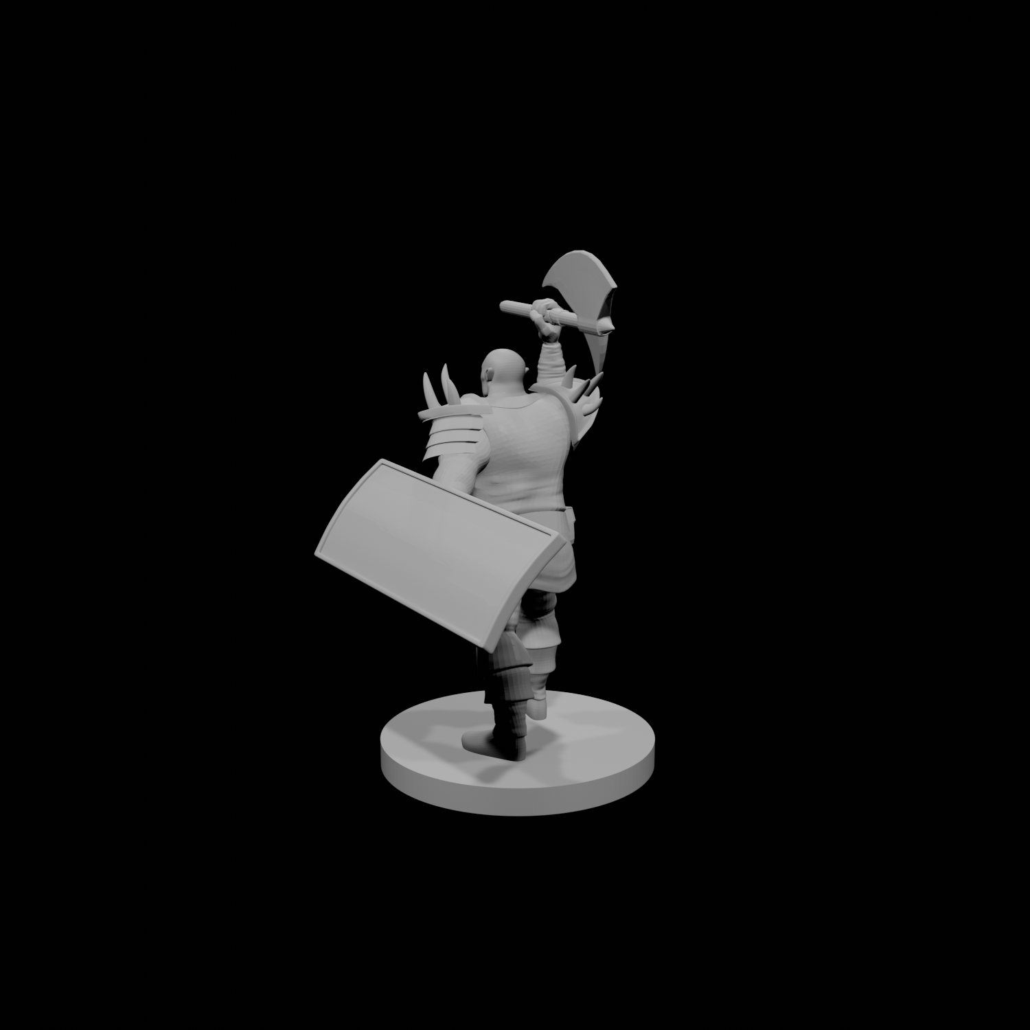 Half Orc Barbarian with Battle Axe and Tower Shield