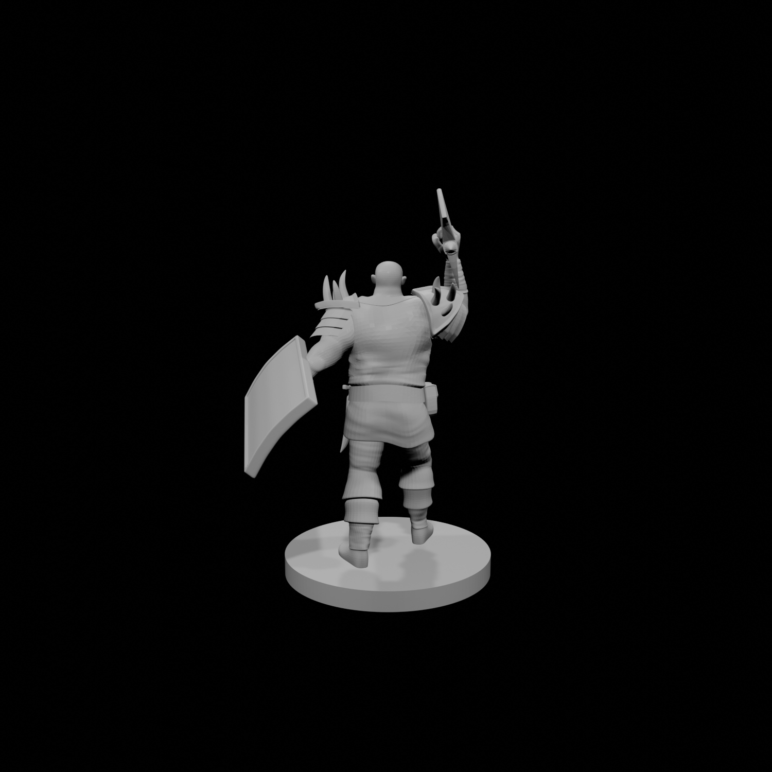 Half Orc Barbarian with Battle Axe and Tower Shield