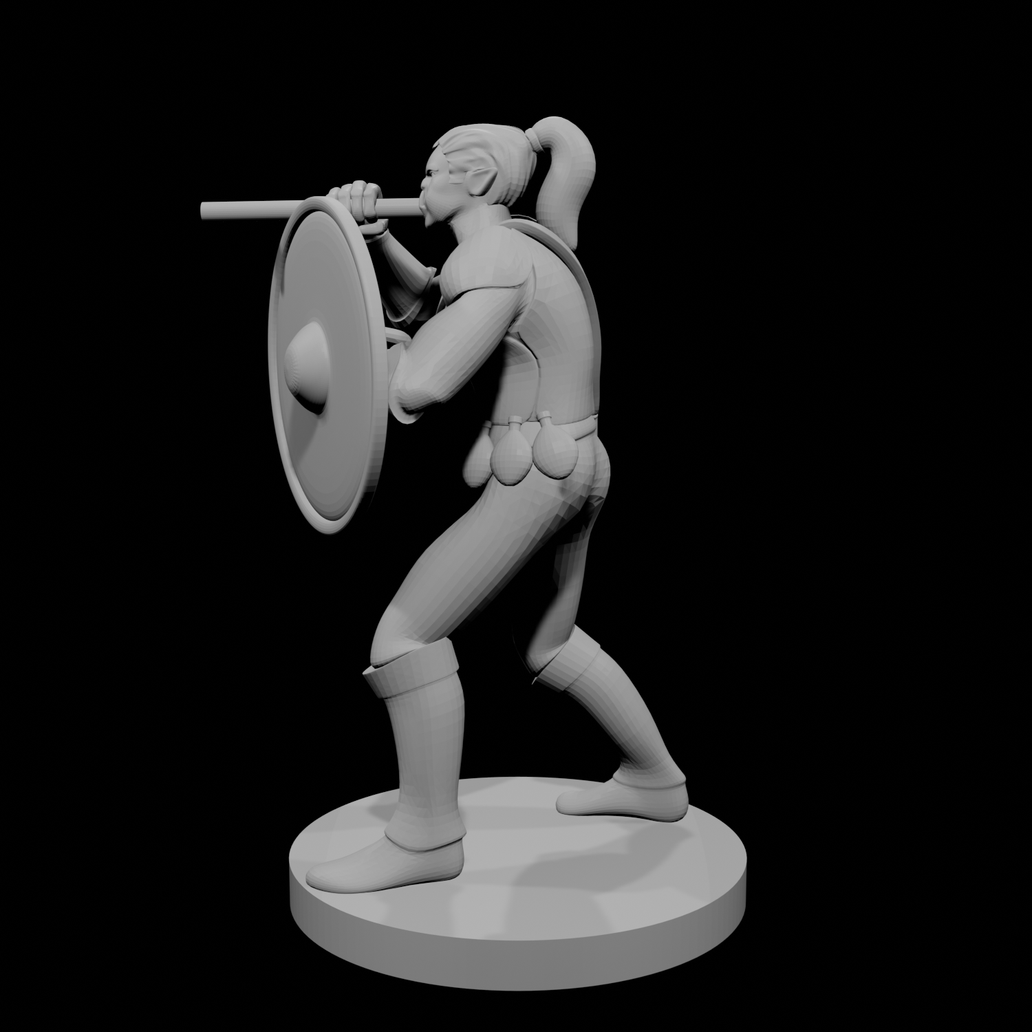 Half Orc Female with Gong and Blowgun