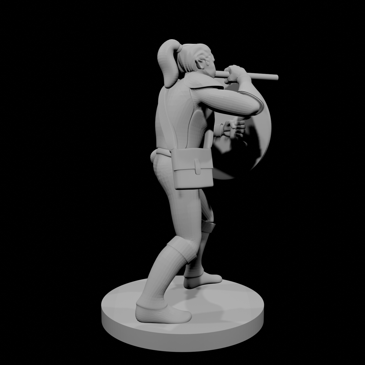 Half Orc Female with Gong and Blowgun