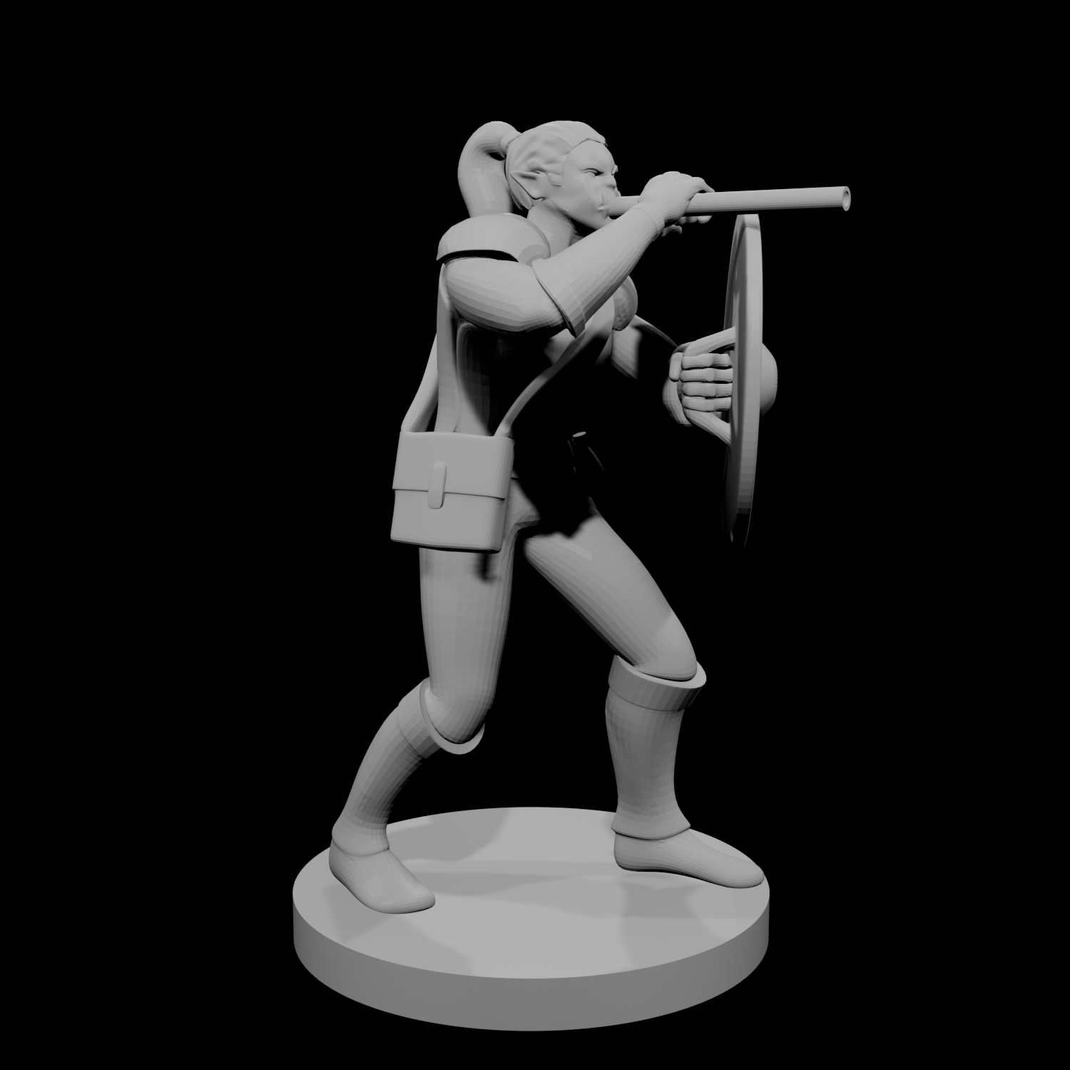 Half Orc Female with Gong and Blowgun
