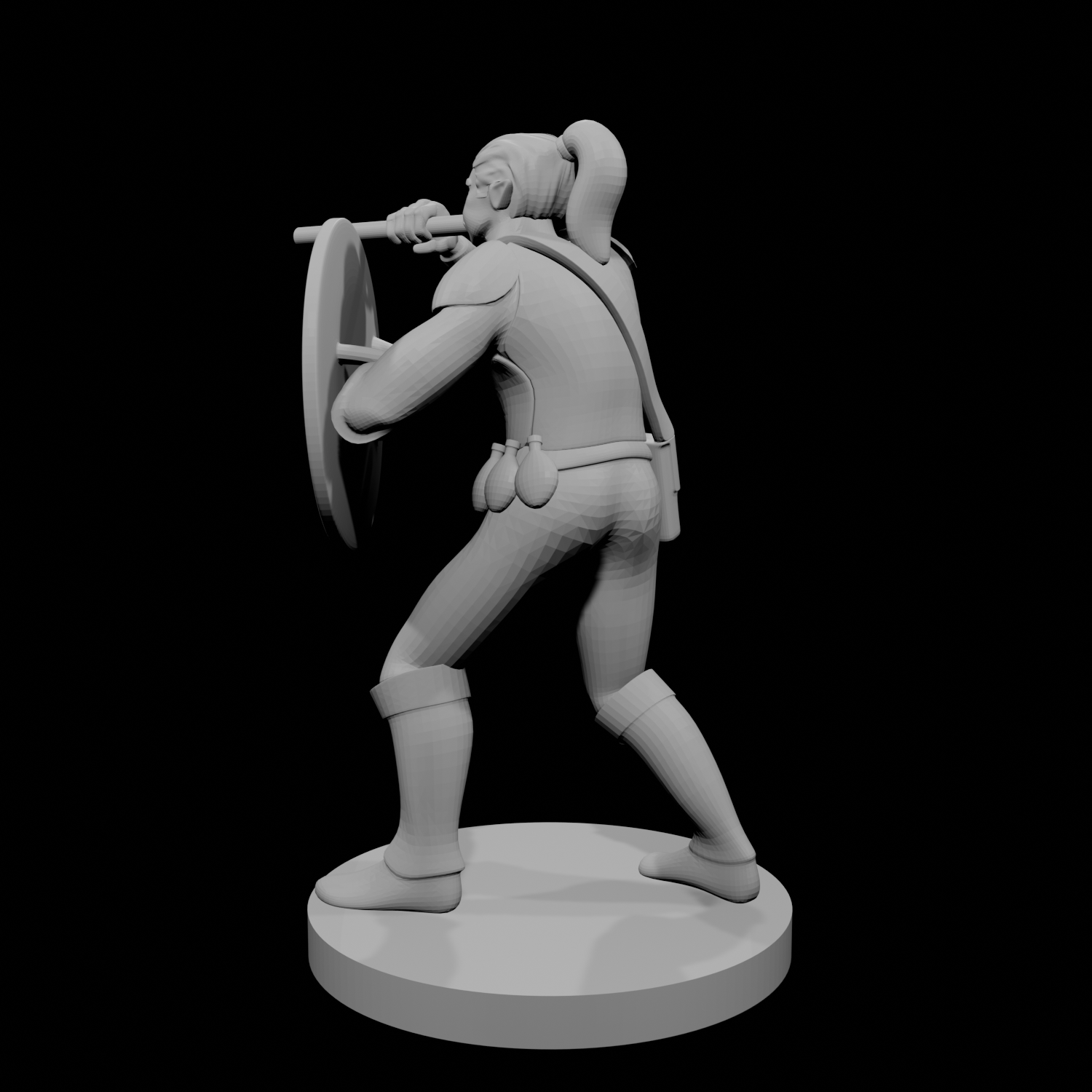 Half Orc Female with Gong and Blowgun