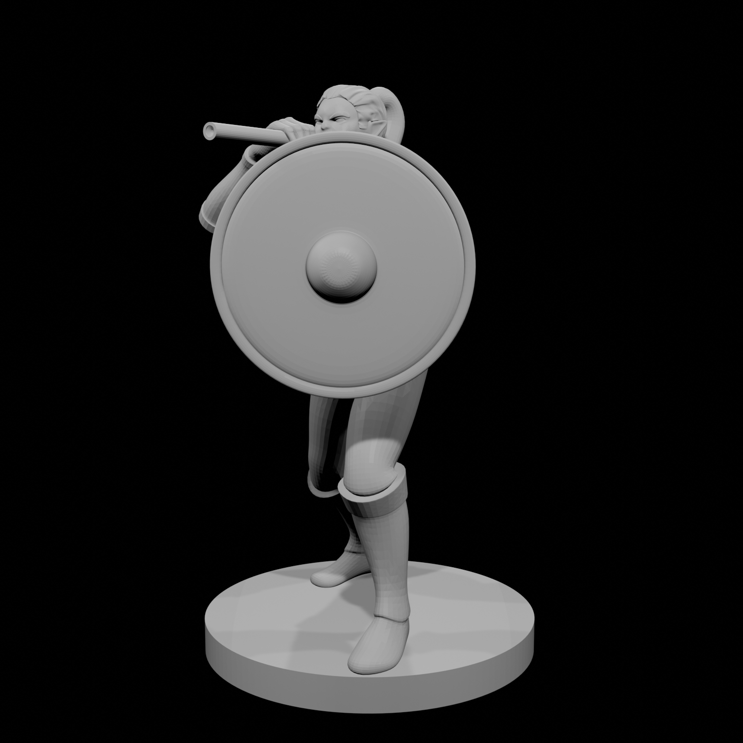 Half Orc Female with Gong and Blowgun