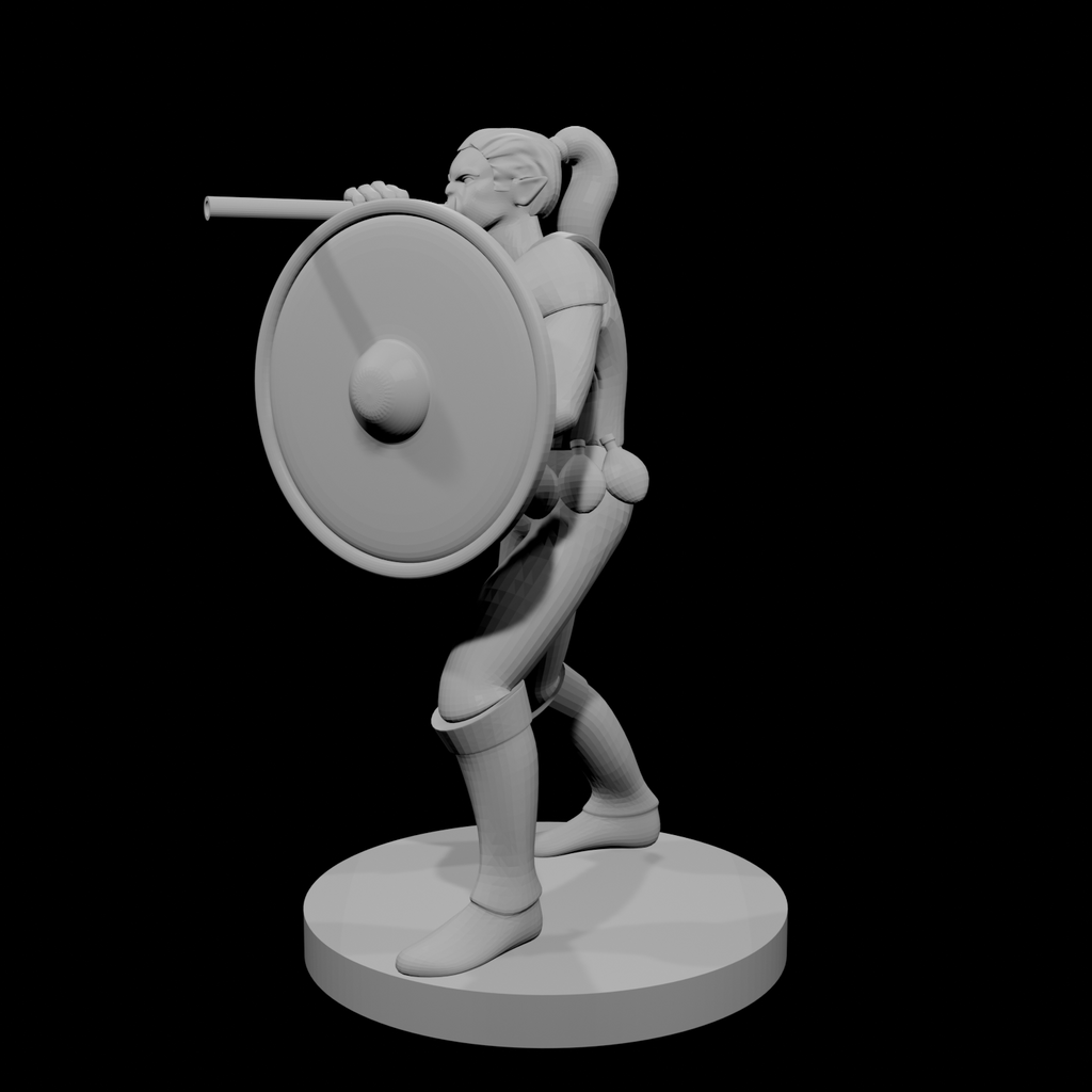 Half Orc Female with Gong and Blowgun