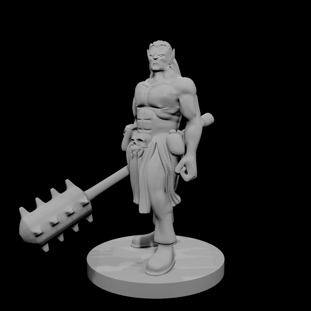 Half Orc Male Monk with Kanabo