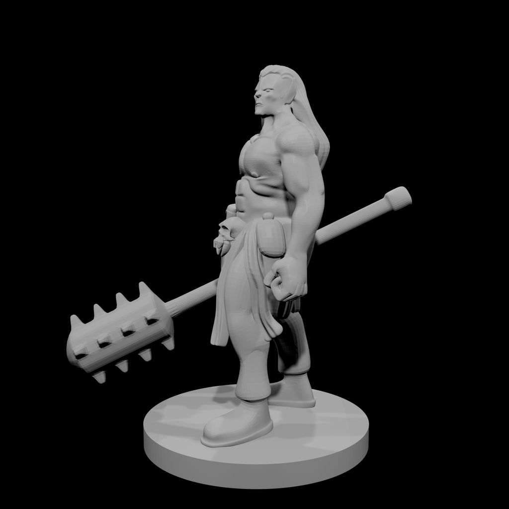 Half Orc Male Monk with Kanabo