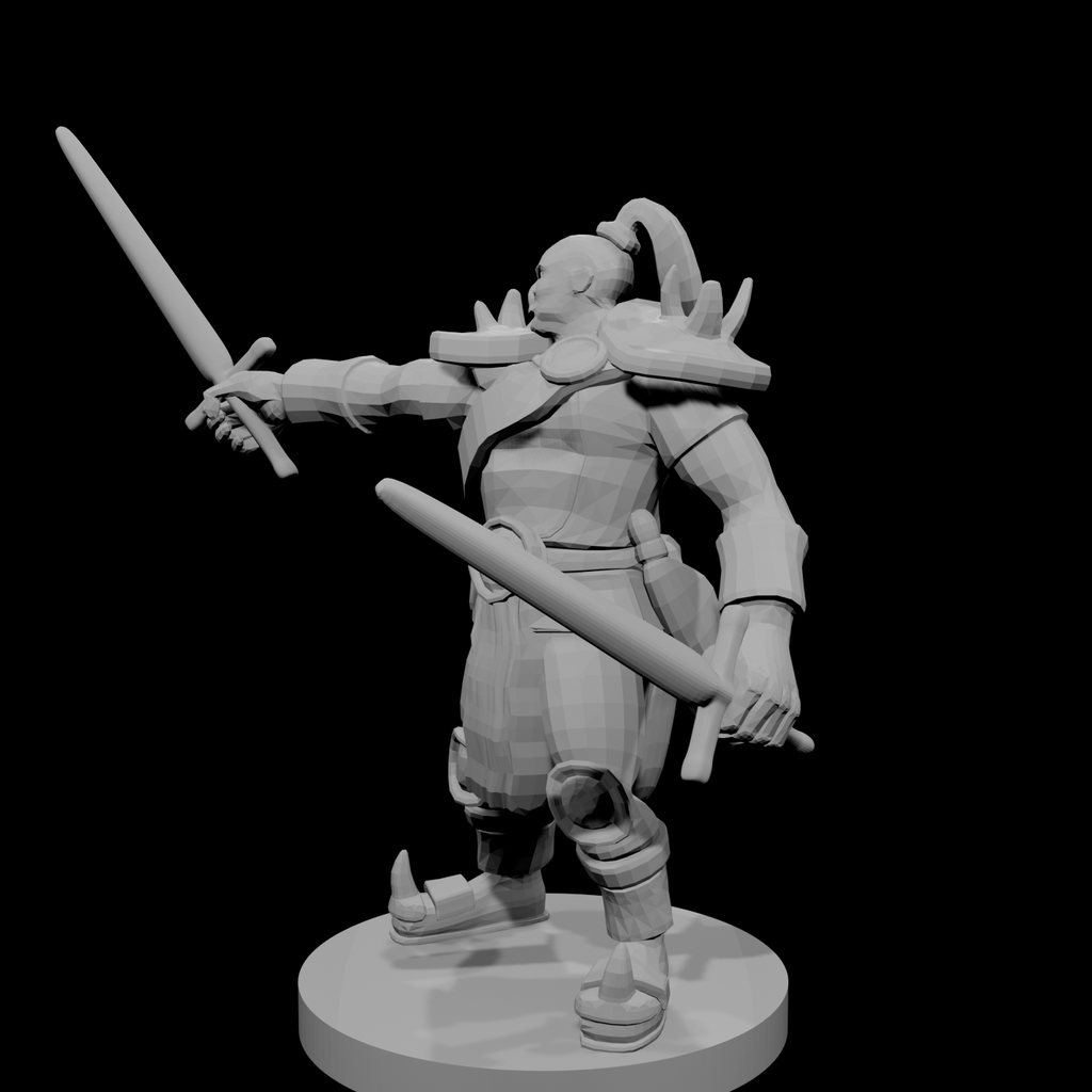 Half Orc Male Barbarian two swords