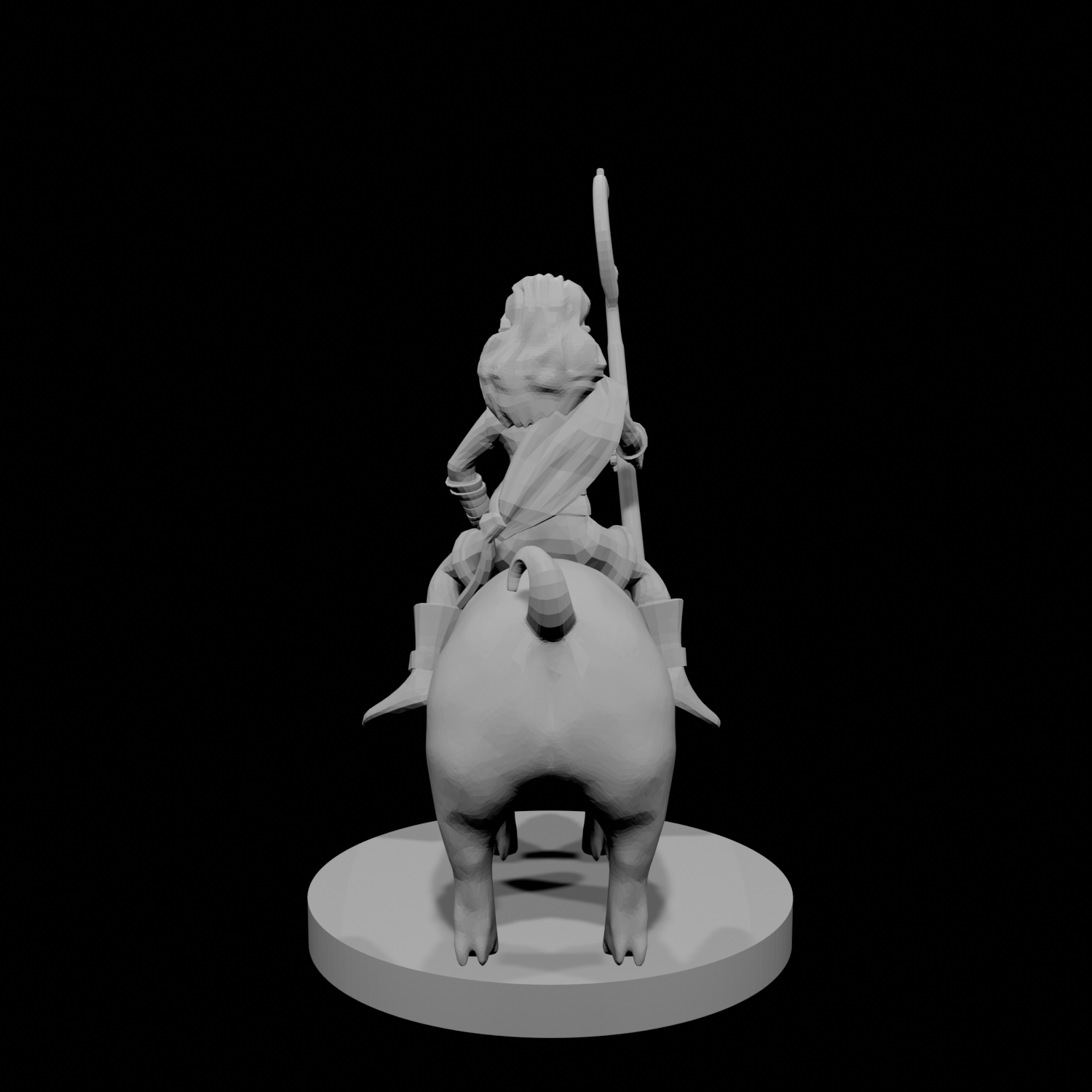 Halfling Female Druid riding a Pig