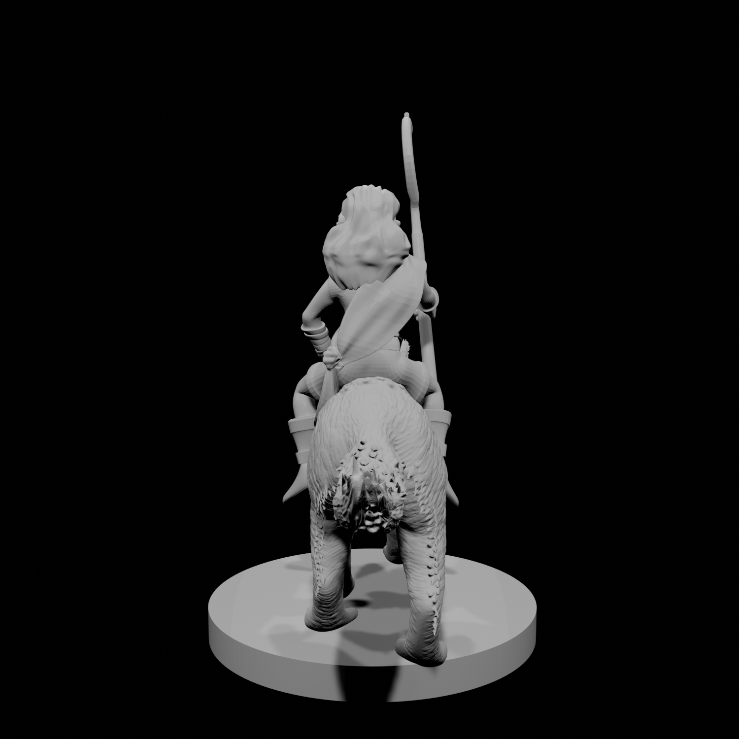 Halfling Female Druid riding a Wolf