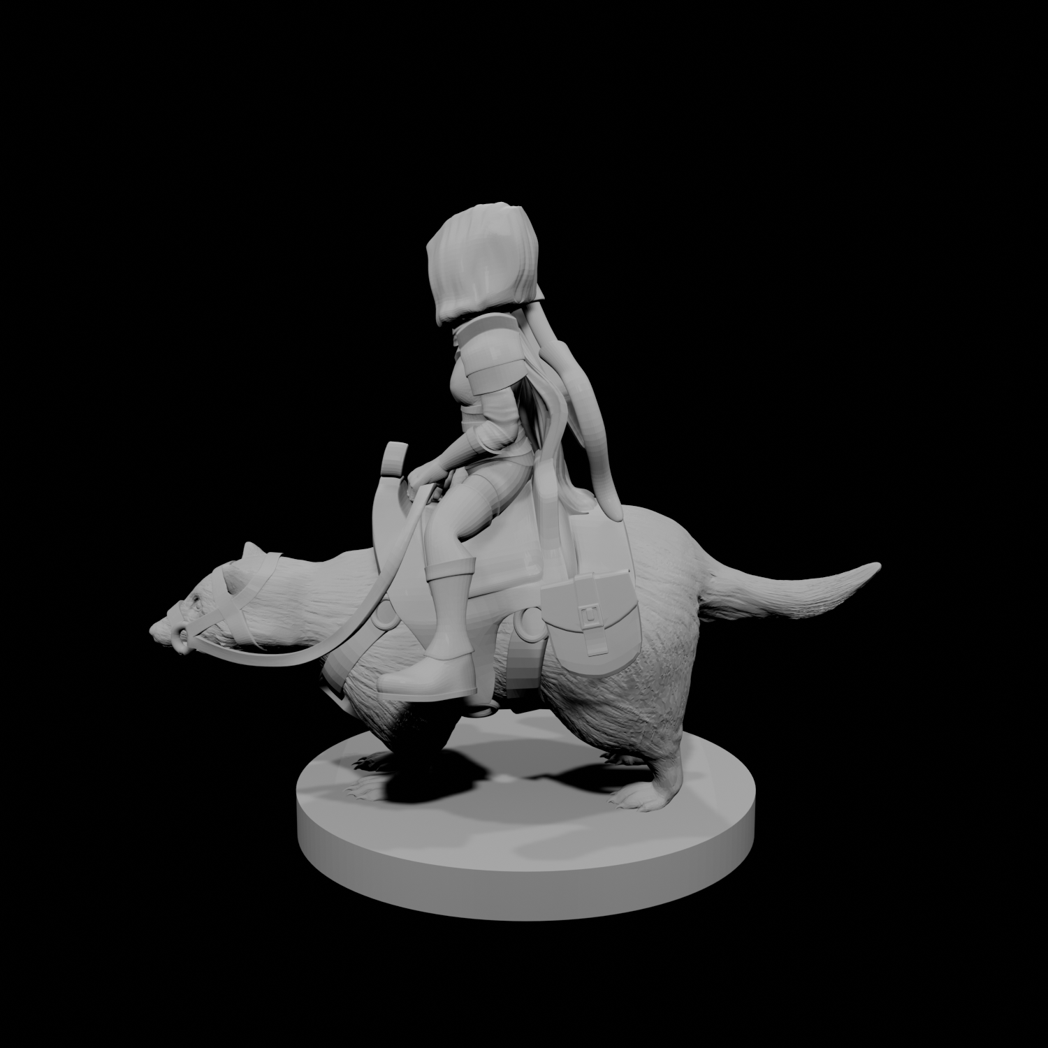 Halfling Female Ranger on Giant Badger