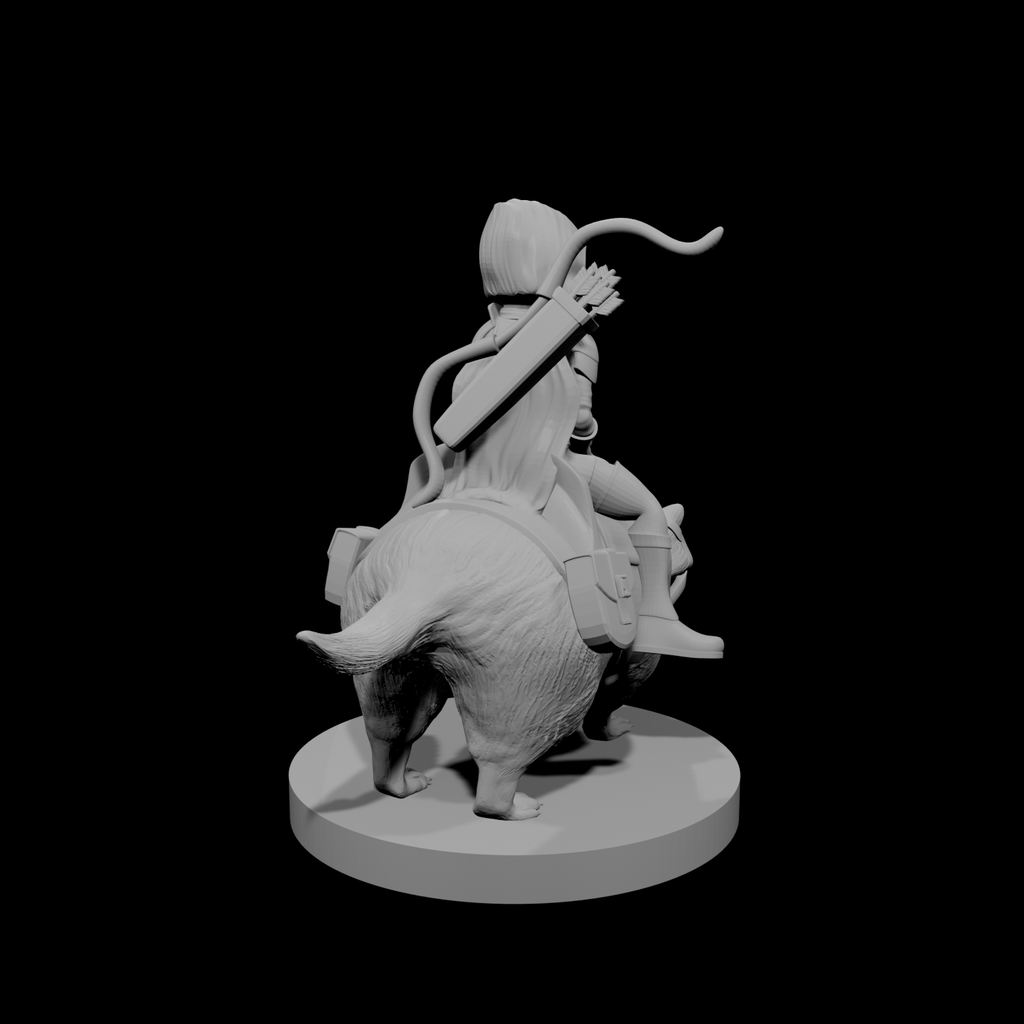 Halfling Female Ranger on Giant Badger