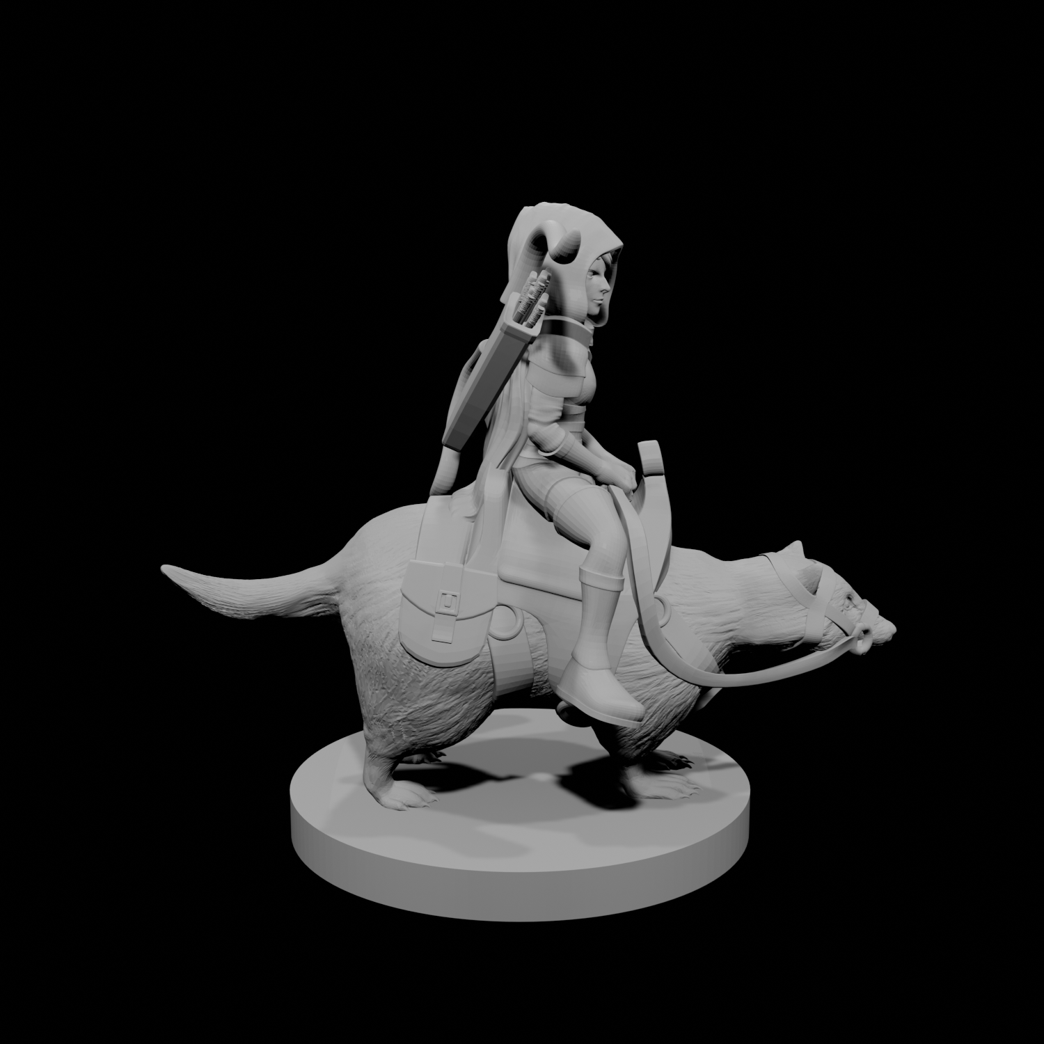 Halfling Female Ranger on Giant Badger