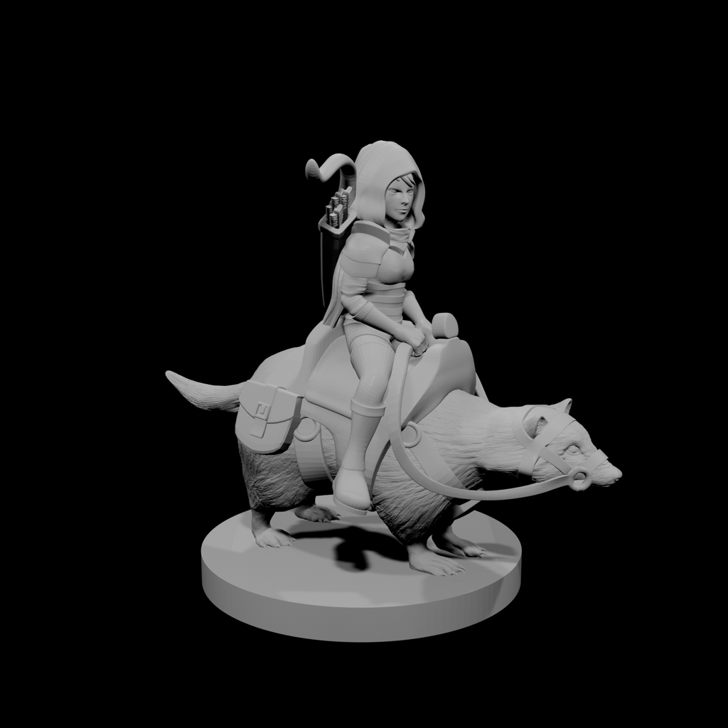 Halfling Female Ranger on Giant Badger