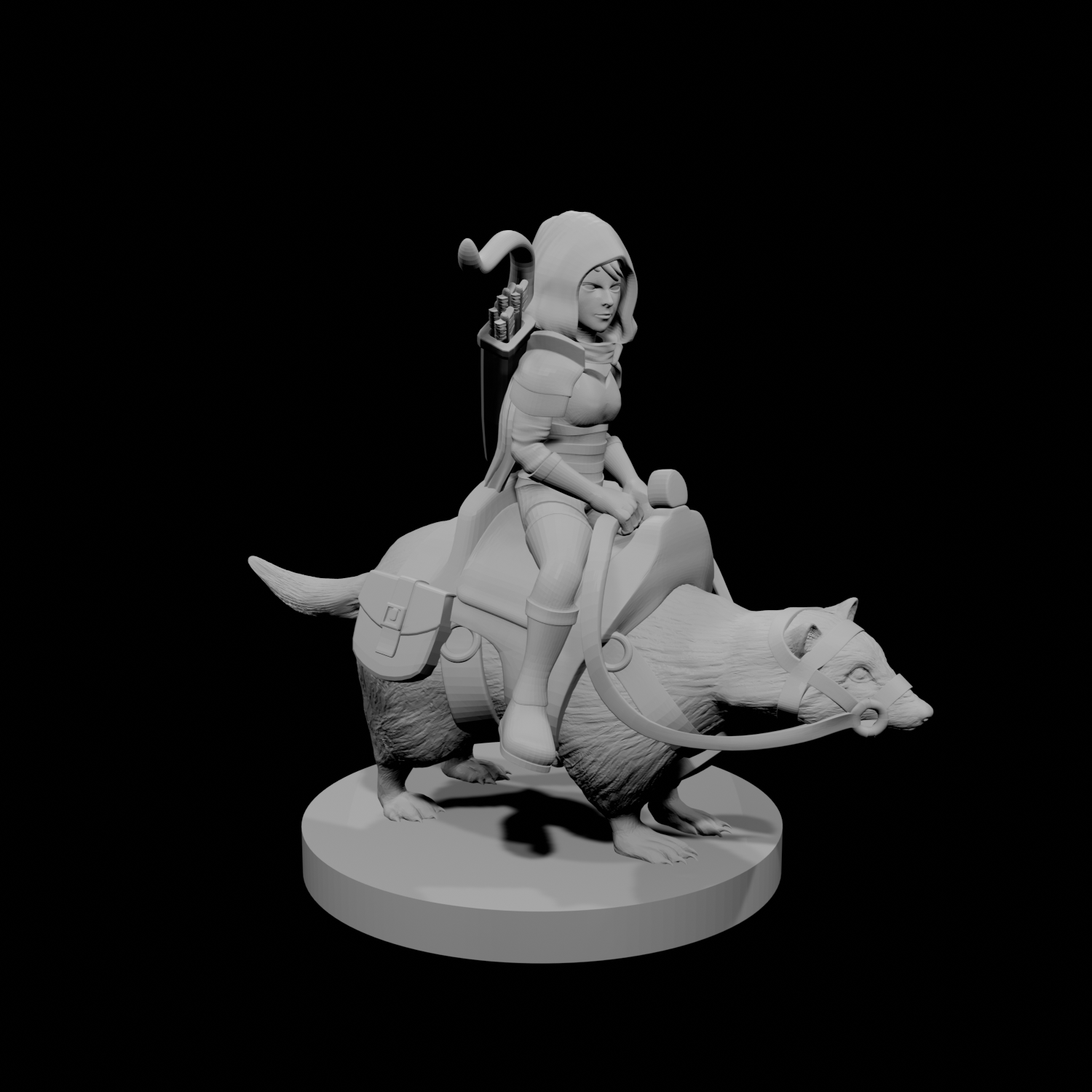 Halfling Female Ranger on Giant Badger