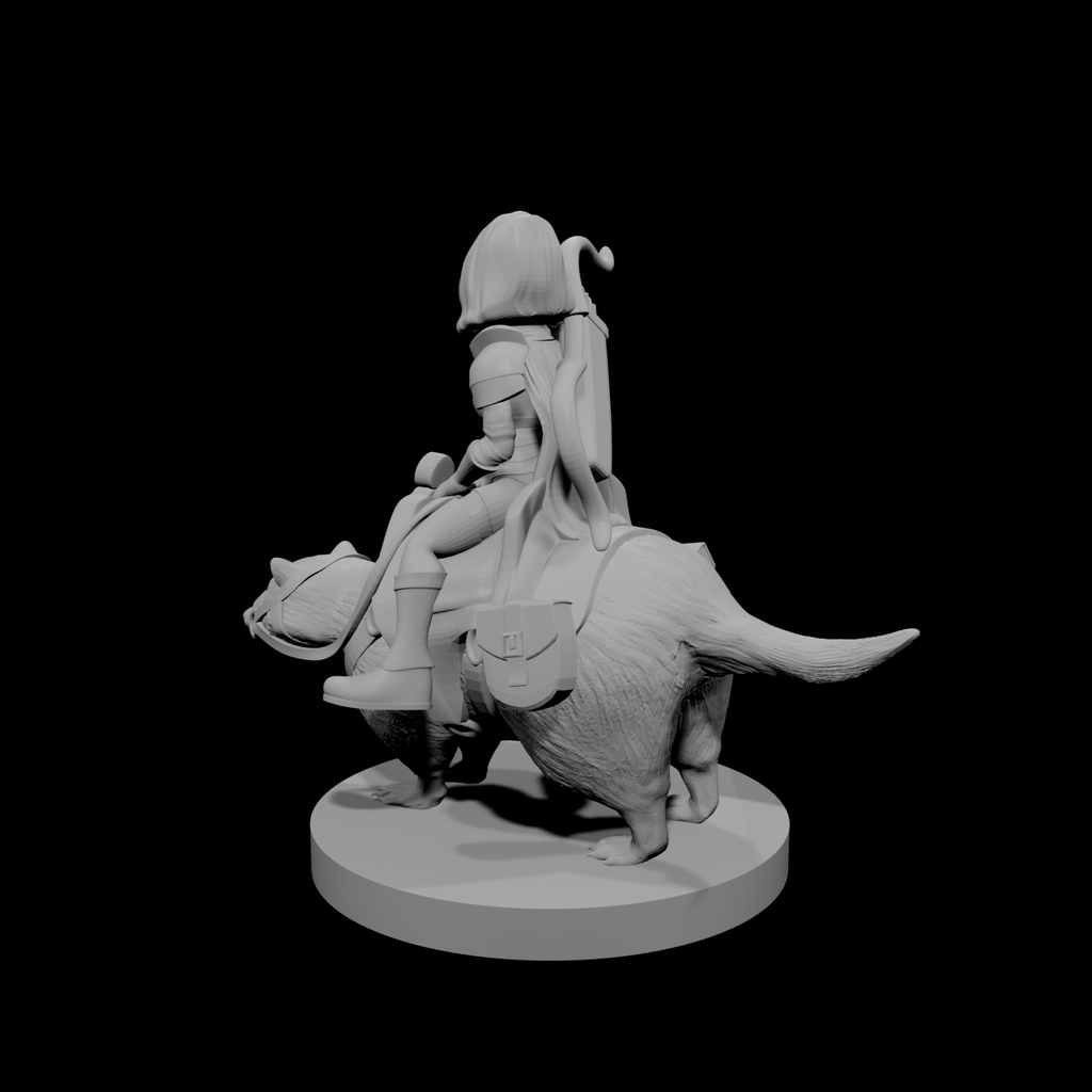 Halfling Female Ranger on Giant Badger