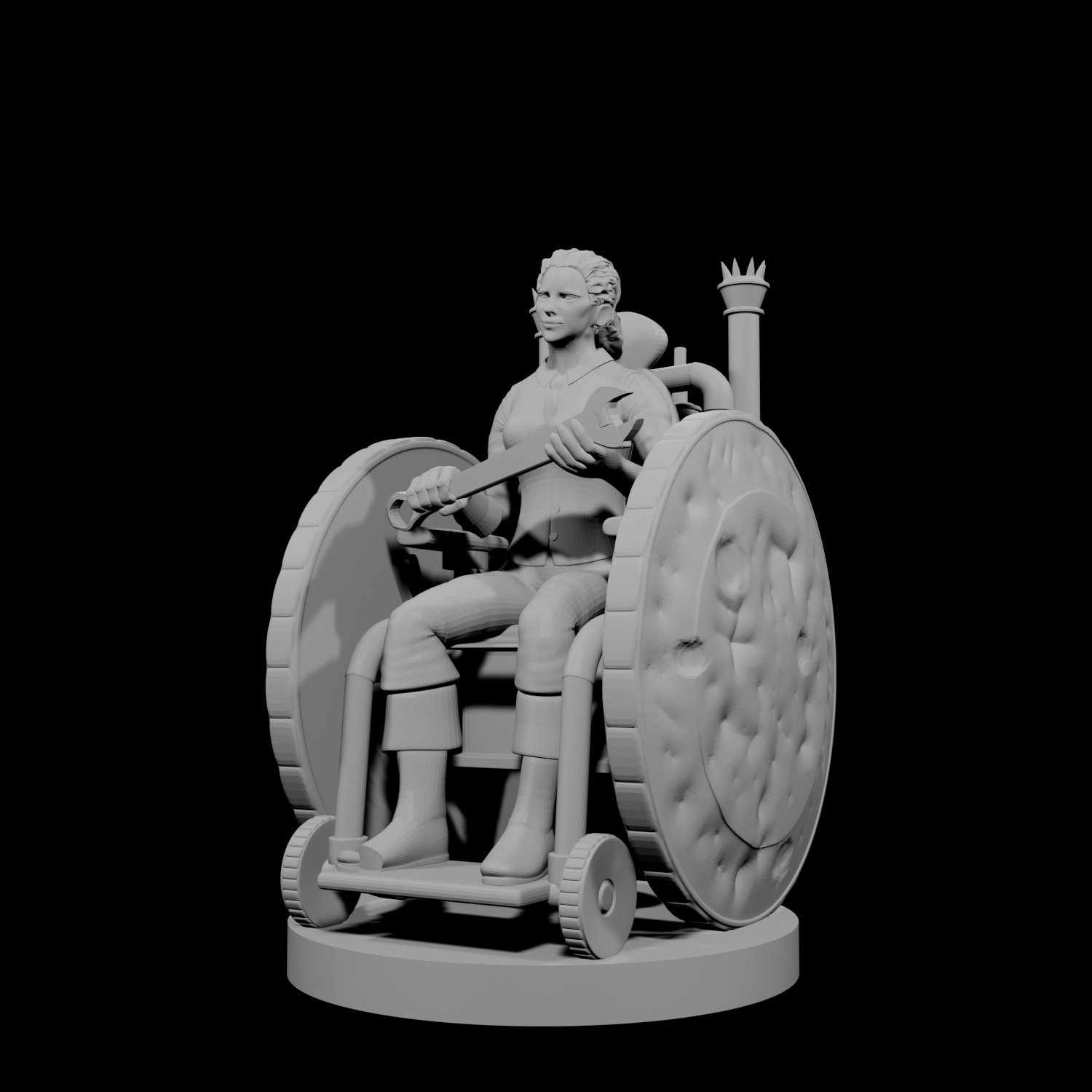 Human Female Artificer on Battle Wheelchair