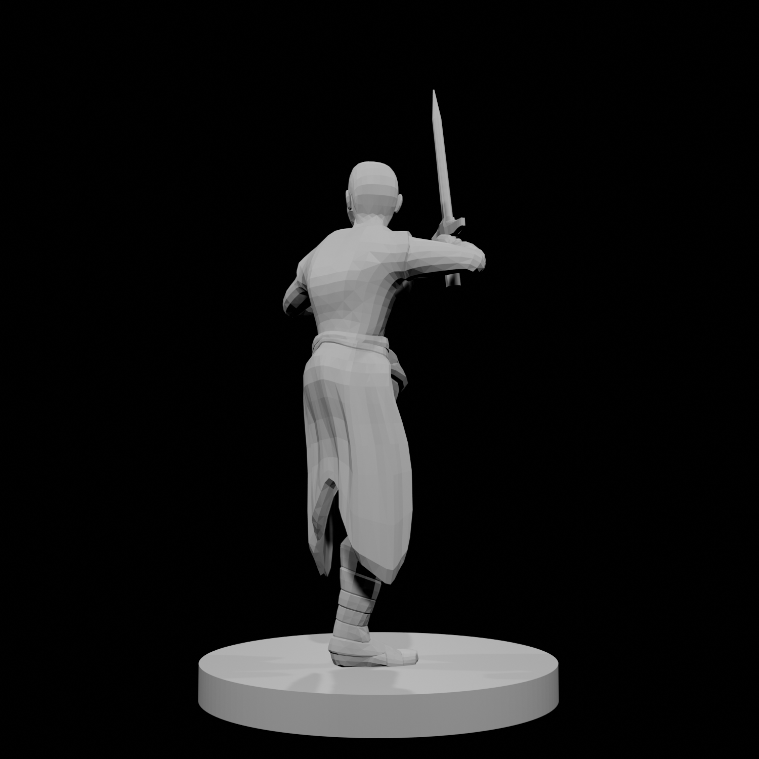 Human Female Monk Bald Short Sword