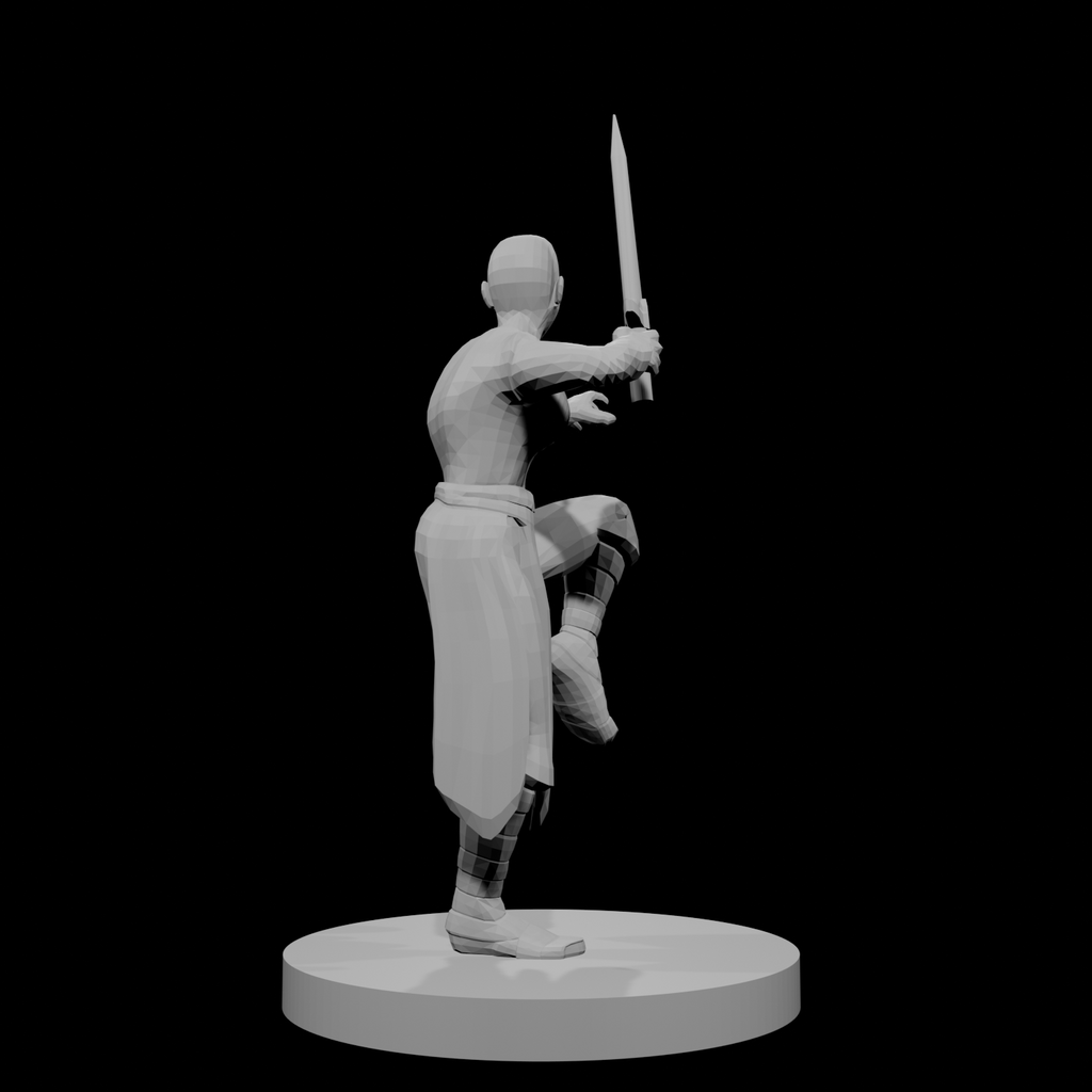 Human Female Monk Bald Short Sword