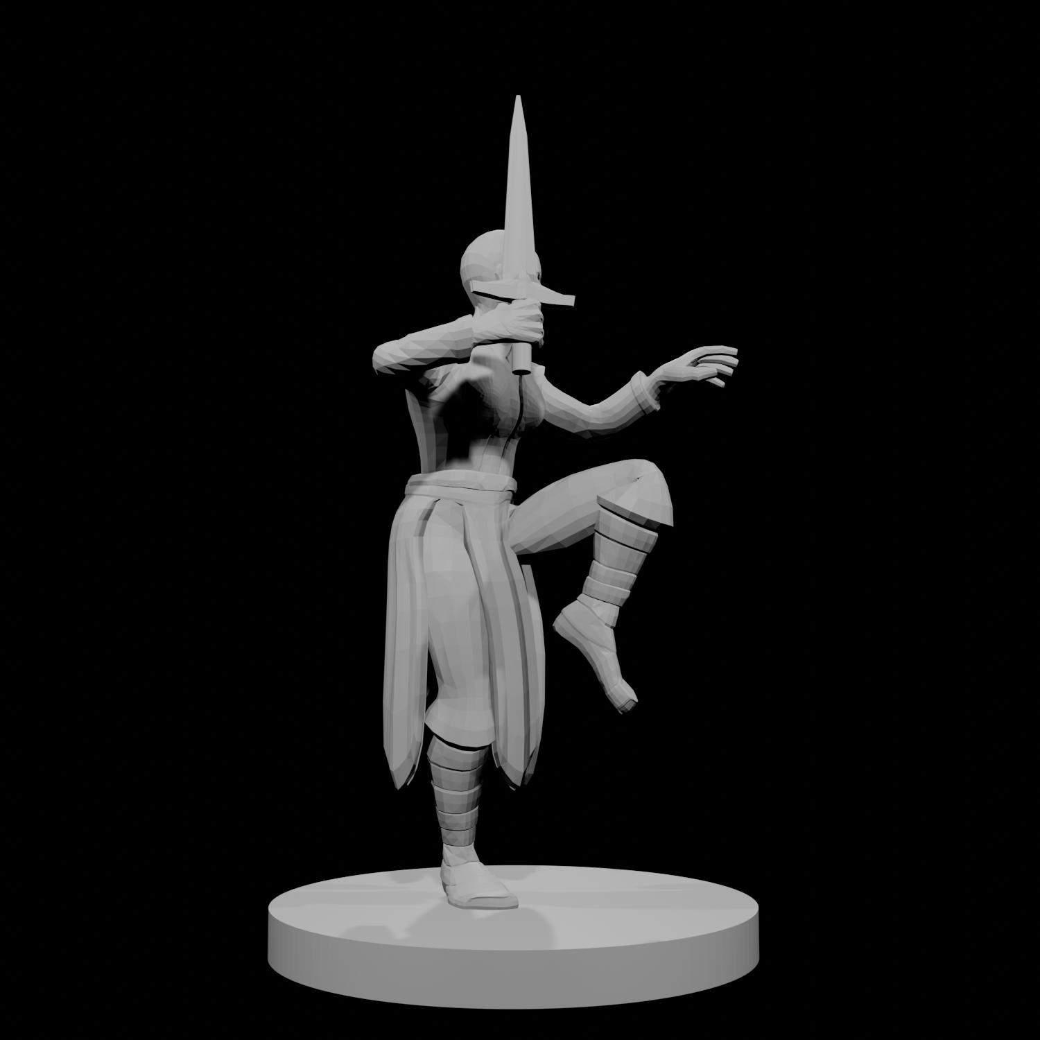 Human Female Monk Bald Short Sword